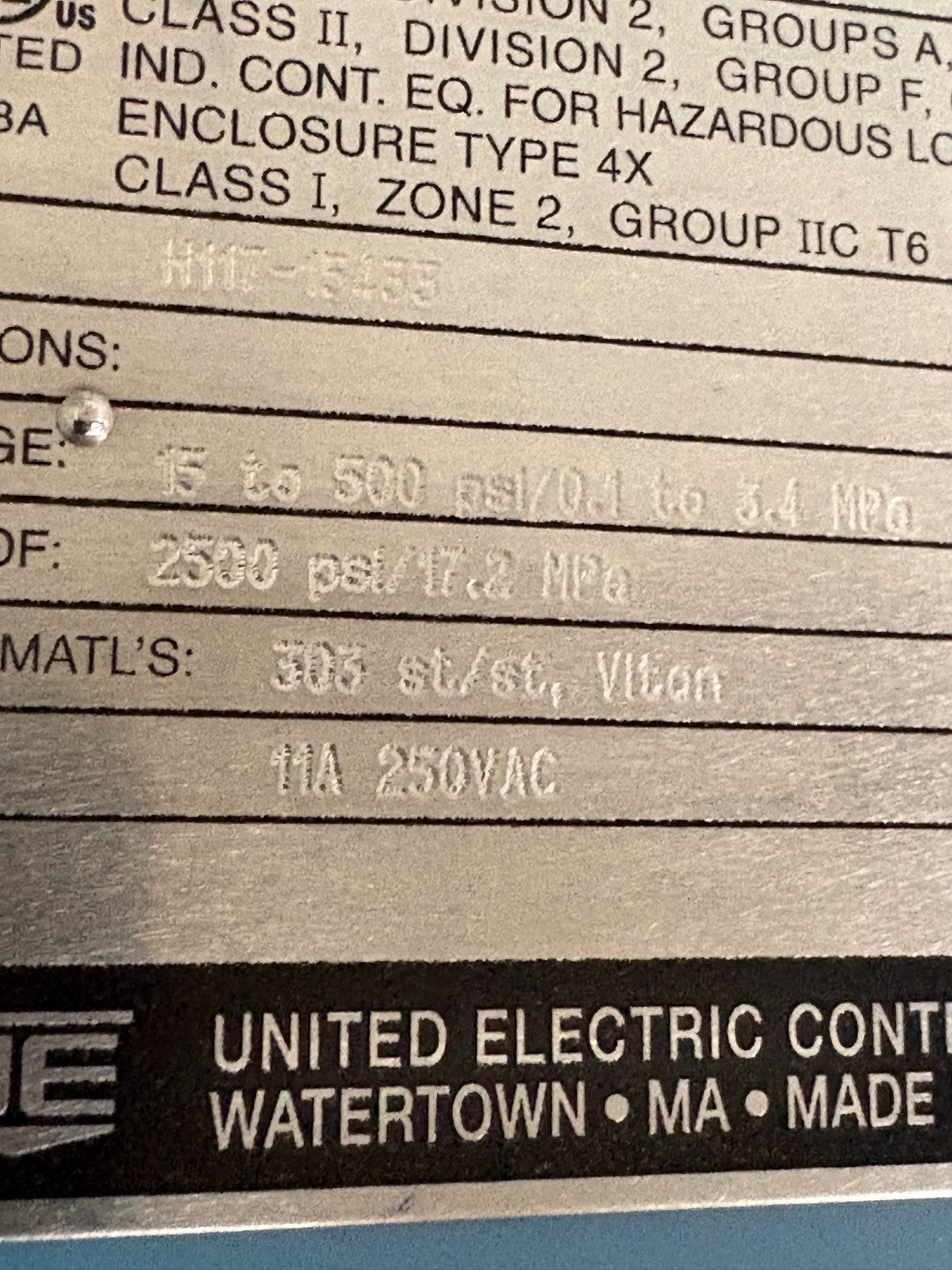 UNITED ELECTRIC CONTROLS 117 SERIES DIV.2 #H117-154332