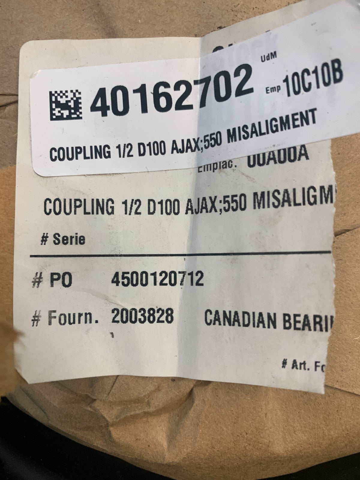 RENOLD AJAX 1/2 D100 AJAX 550 ON TAG MISALIGMENT D 500 ON COUPLING  150LB