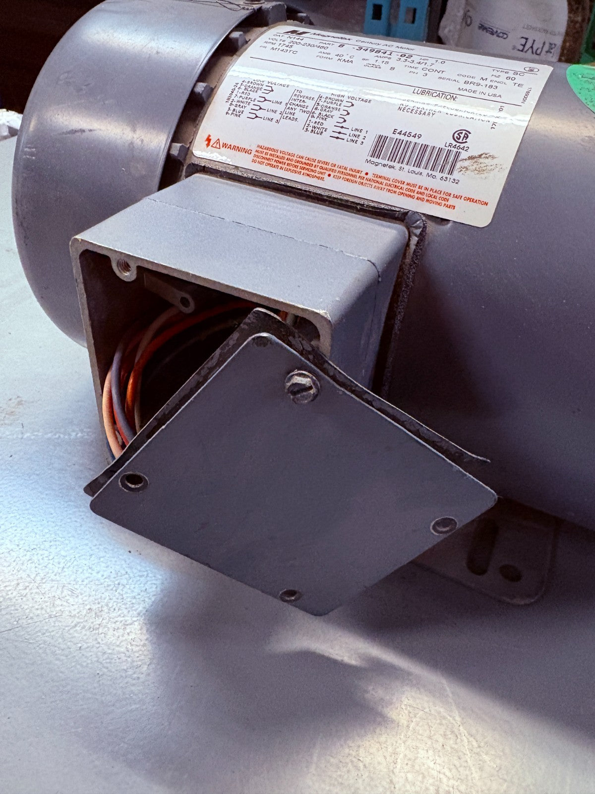 MAGNETEK AC MOTOR 1 HP N 144 #8-349841-02