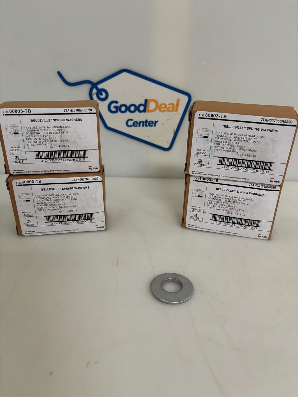 LOT OF 4 ABB THOMAS & BETTS 60803-TB 1/2 STEEL SPRINGS WASHER 25 IN BOX0
