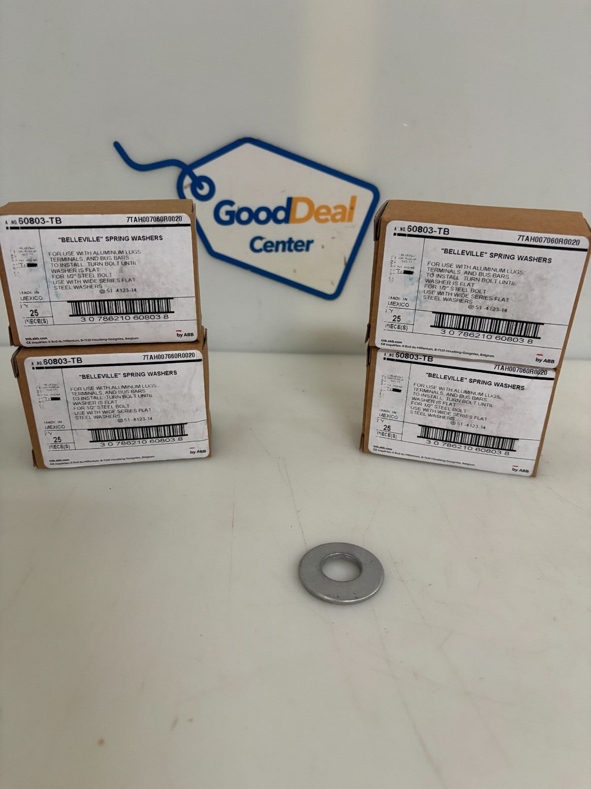 LOT OF 4 ABB THOMAS & BETTS 60803-TB 1/2 STEEL SPRINGS WASHER 25 IN BOX0