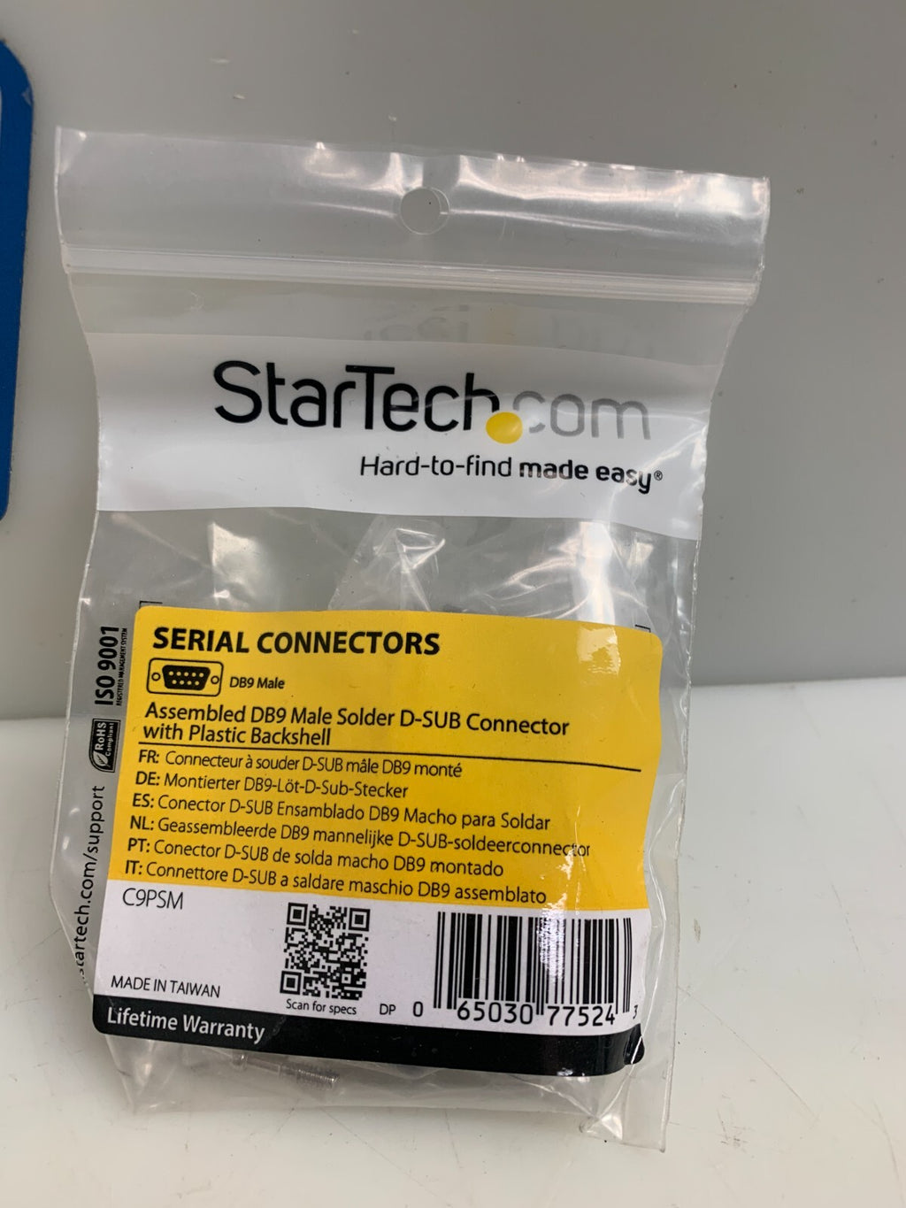 STARTECH D89 Male Connector  C9PSM  w/Plastic Blackshell  (10 per Bag)