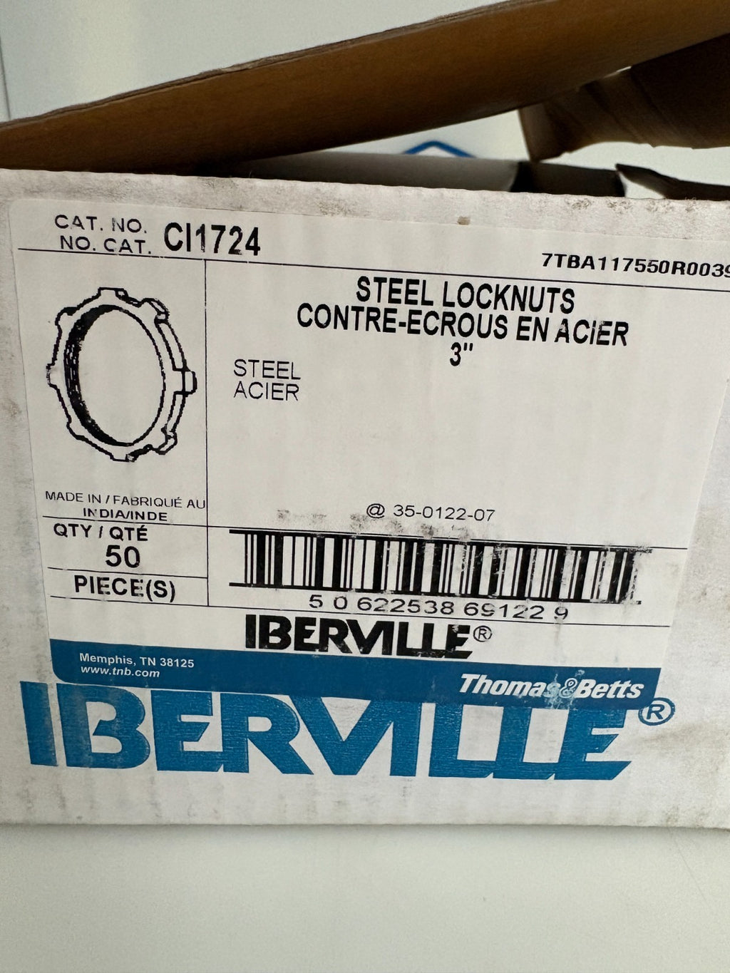 ABB THOMAS & BETTS 3" STEEL LOCKNUTS CI1724 50 PER BOX2