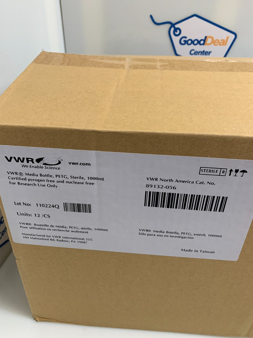 VWR Media Bottles Square PETG Sterile 1000ml 12 bottles/case 89132-056