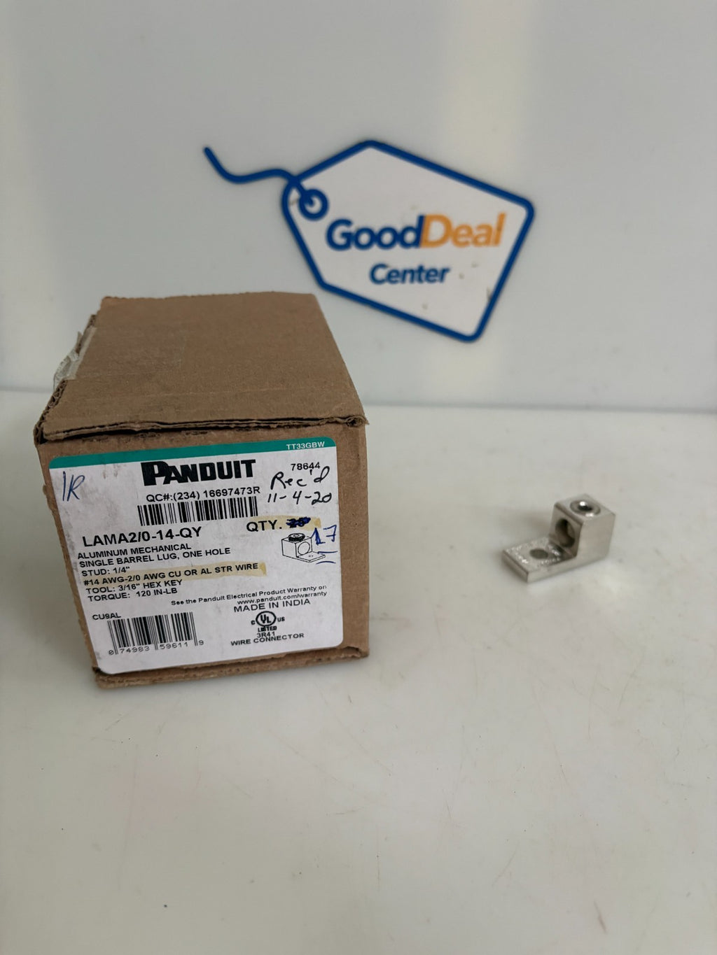 LOT OF 17 PANDUIT ALUMINIUM MECHANICAL SINGLE BARREL LUG LAMA2/0-14-QY
