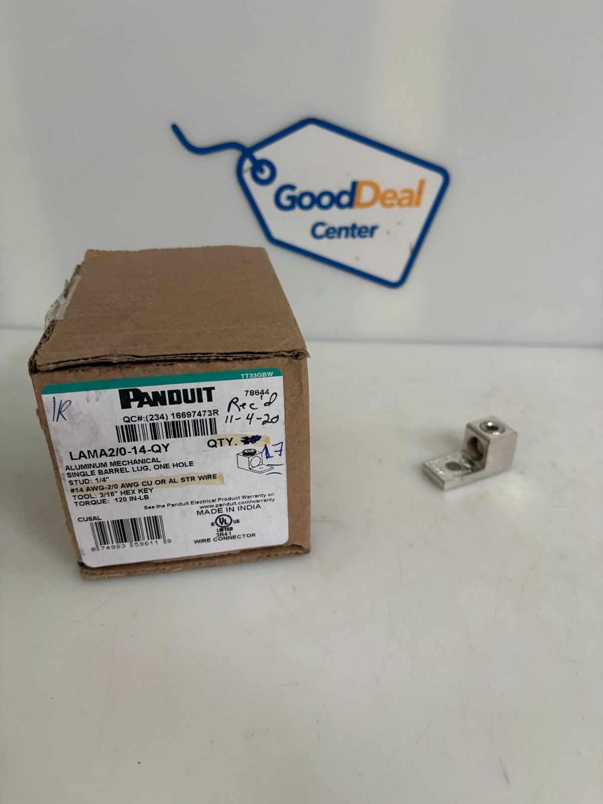 LOT OF 17 PANDUIT ALUMINIUM MECHANICAL SINGLE BARREL LUG LAMA2/0-14-QY