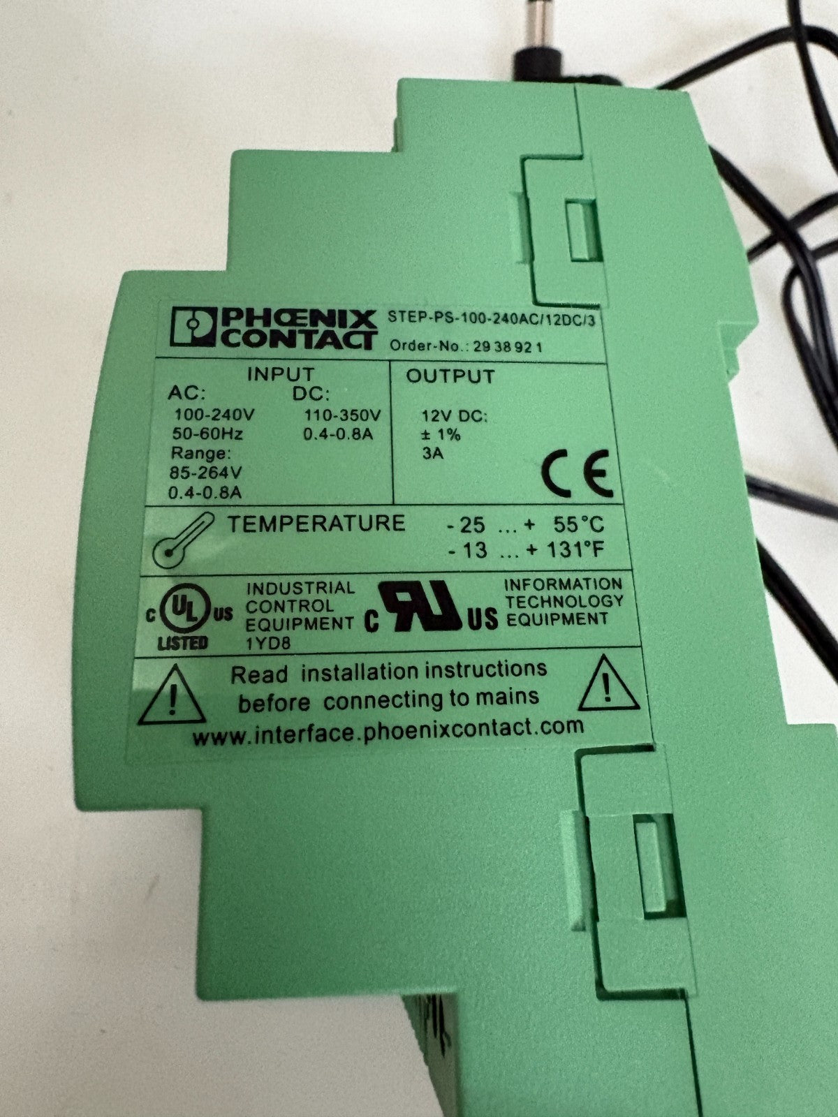 PHOENIX CONTACT POWER SUPPLY STEP-PS-100-240AC/12DC/32