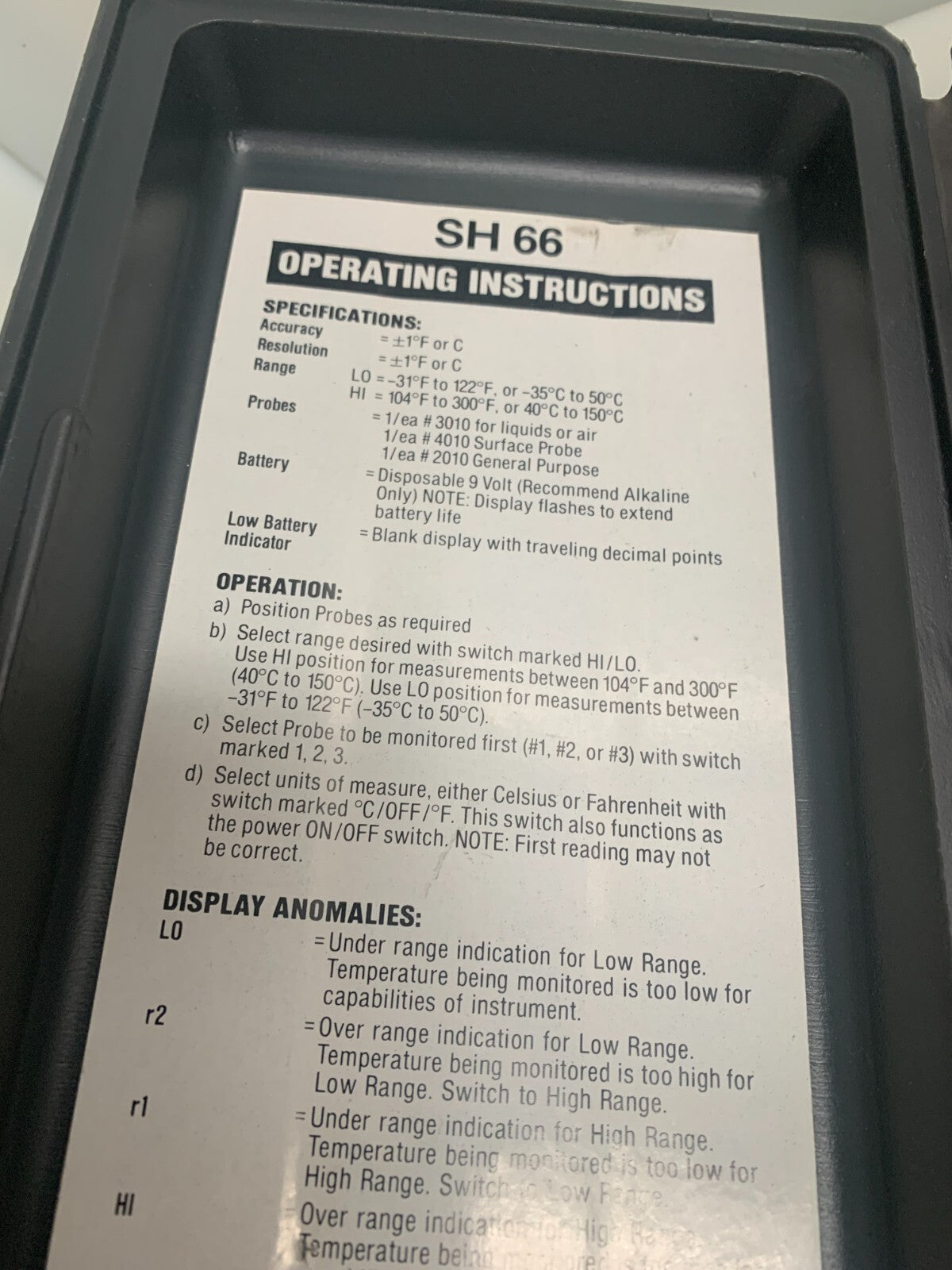 Electro-Therm SH-66 Digital Thermometer
