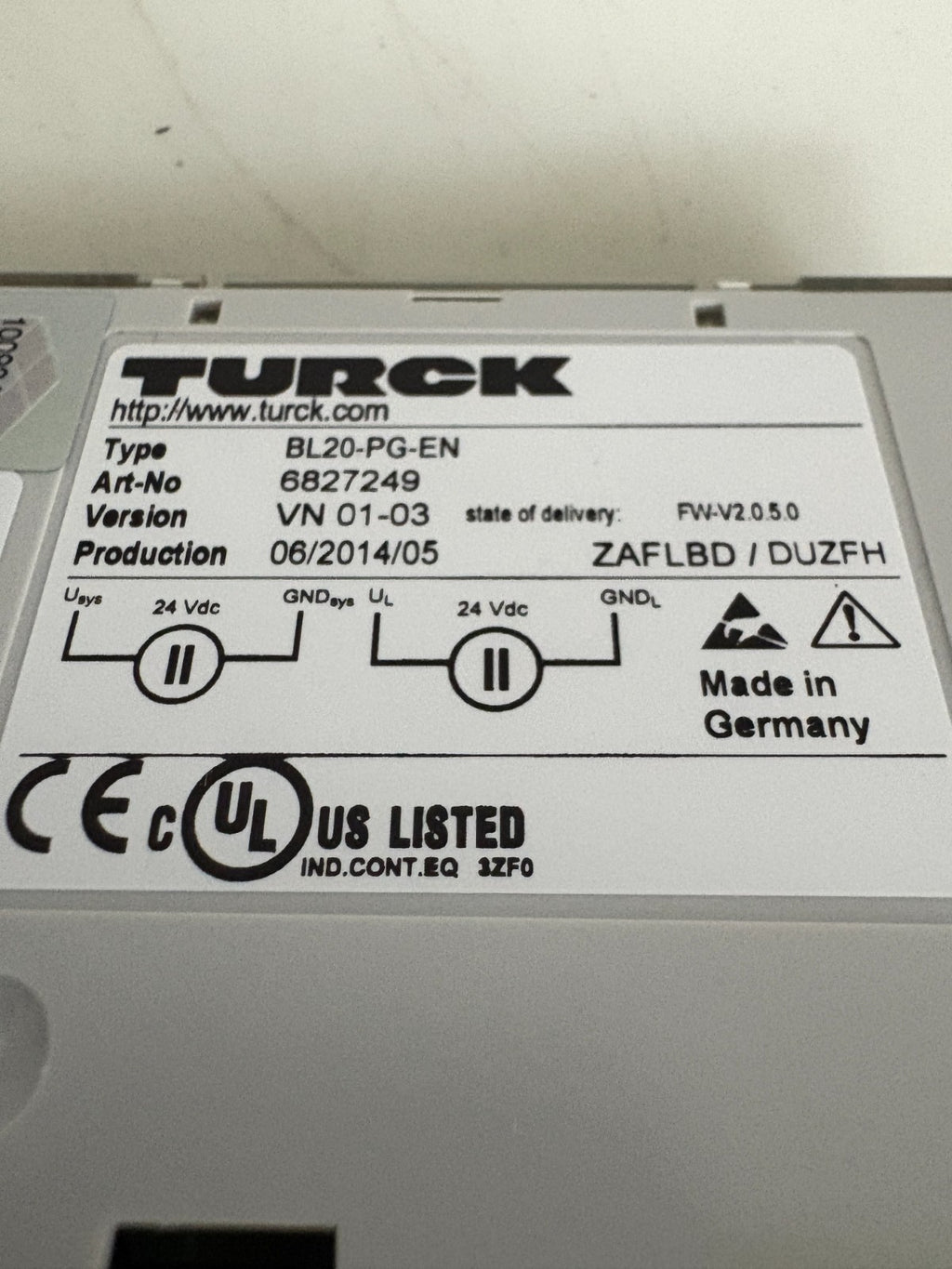 TURCK PROGRAMMABLE GATEWAY BL20-PG-EN2