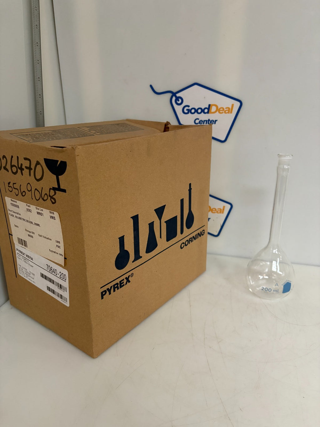 CORNING PYREX VISTA VOLUMETRIC FLASK 200ML 70640-200 BOX OF 60