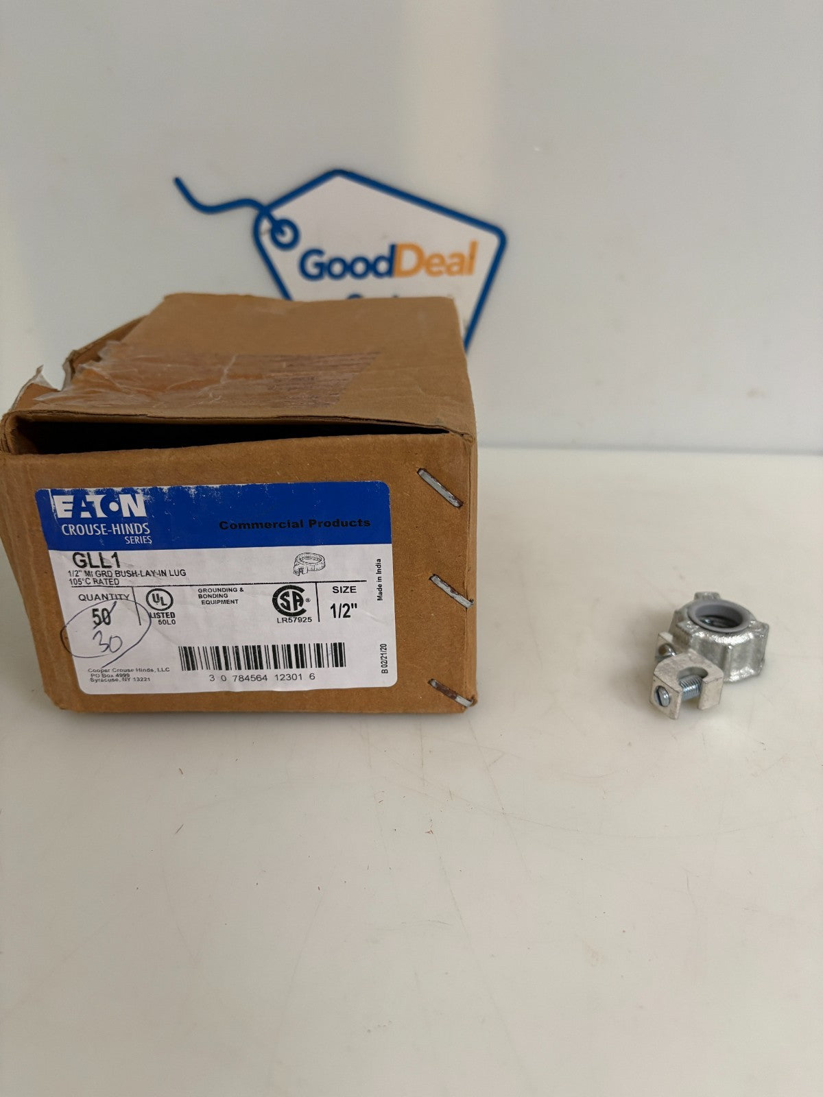 LOT OF 30 EATON CROUSE HINDS 1/2" MI GROUND BUSH-LAY-IN LUG # GLL10