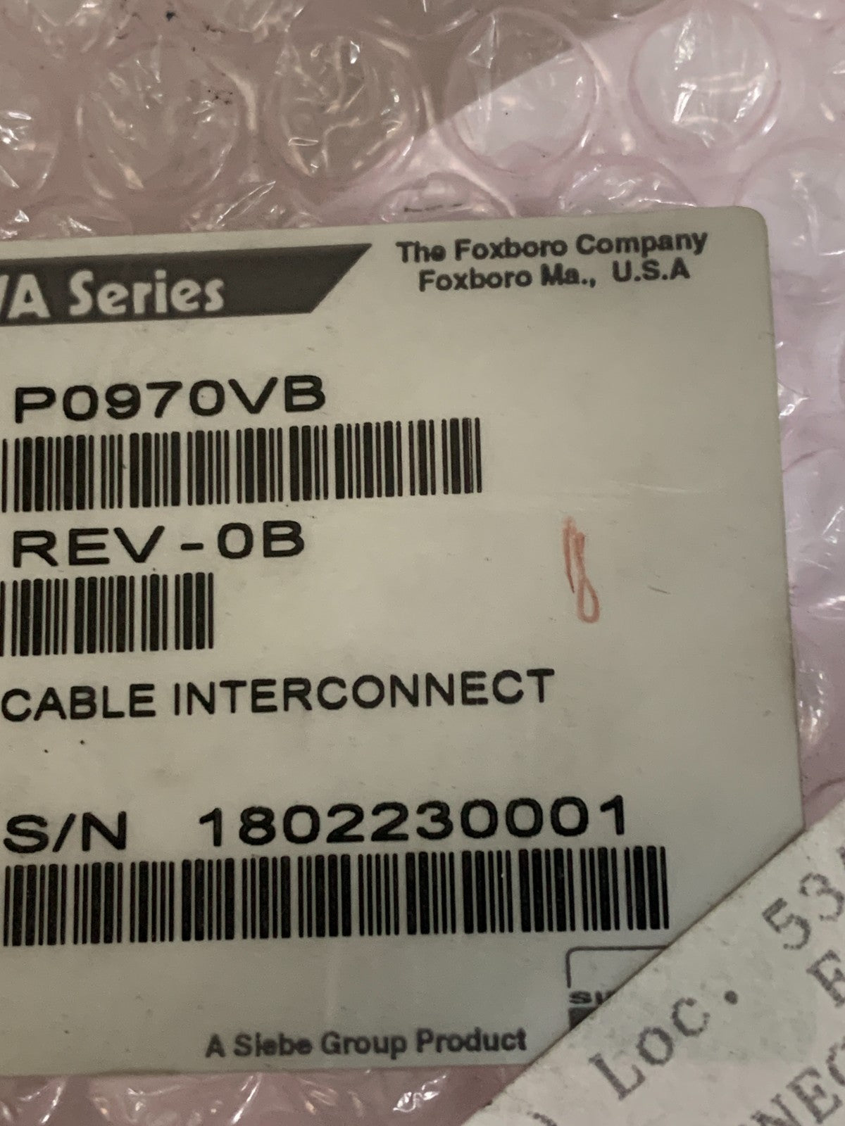 FOXBORO INTERFACE CONNECTOR BASE P0970VB REV-OB3