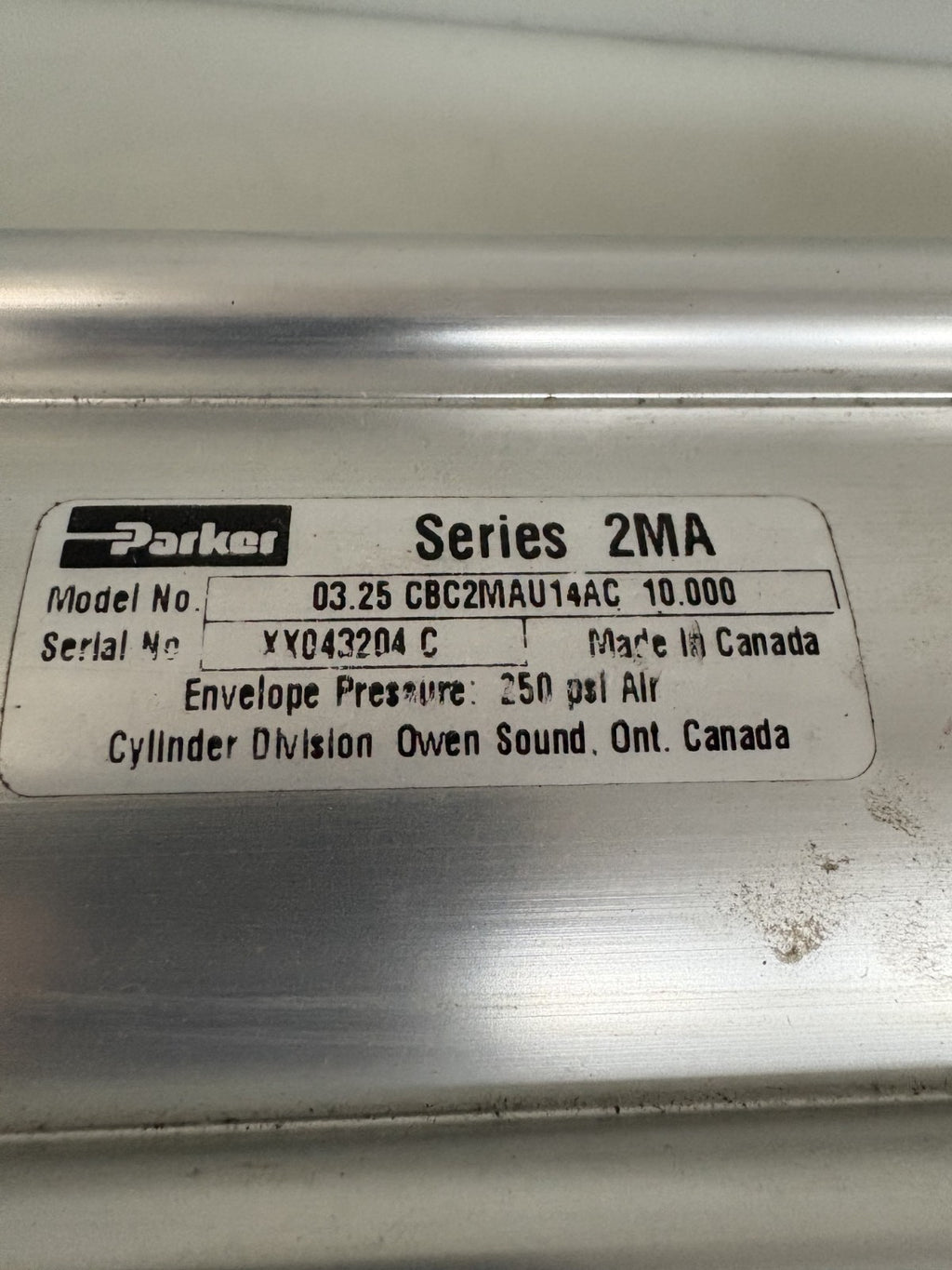 PARKER PNEUMATIC CYLINDER SERIES 2MA #03.25 CBC2MAU14AC  10.0002