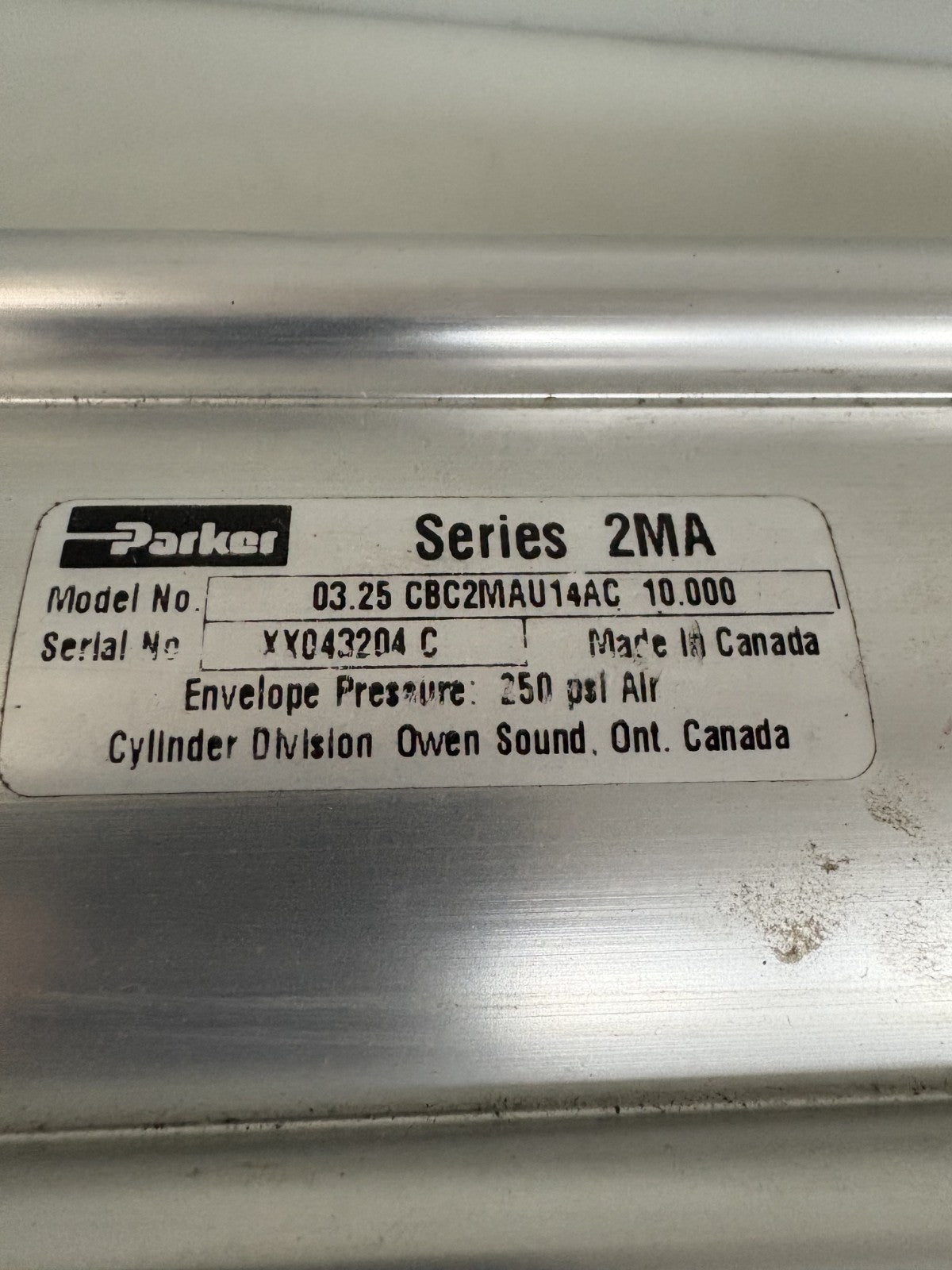 PARKER PNEUMATIC CYLINDER SERIES 2MA #03.25 CBC2MAU14AC  10.0002