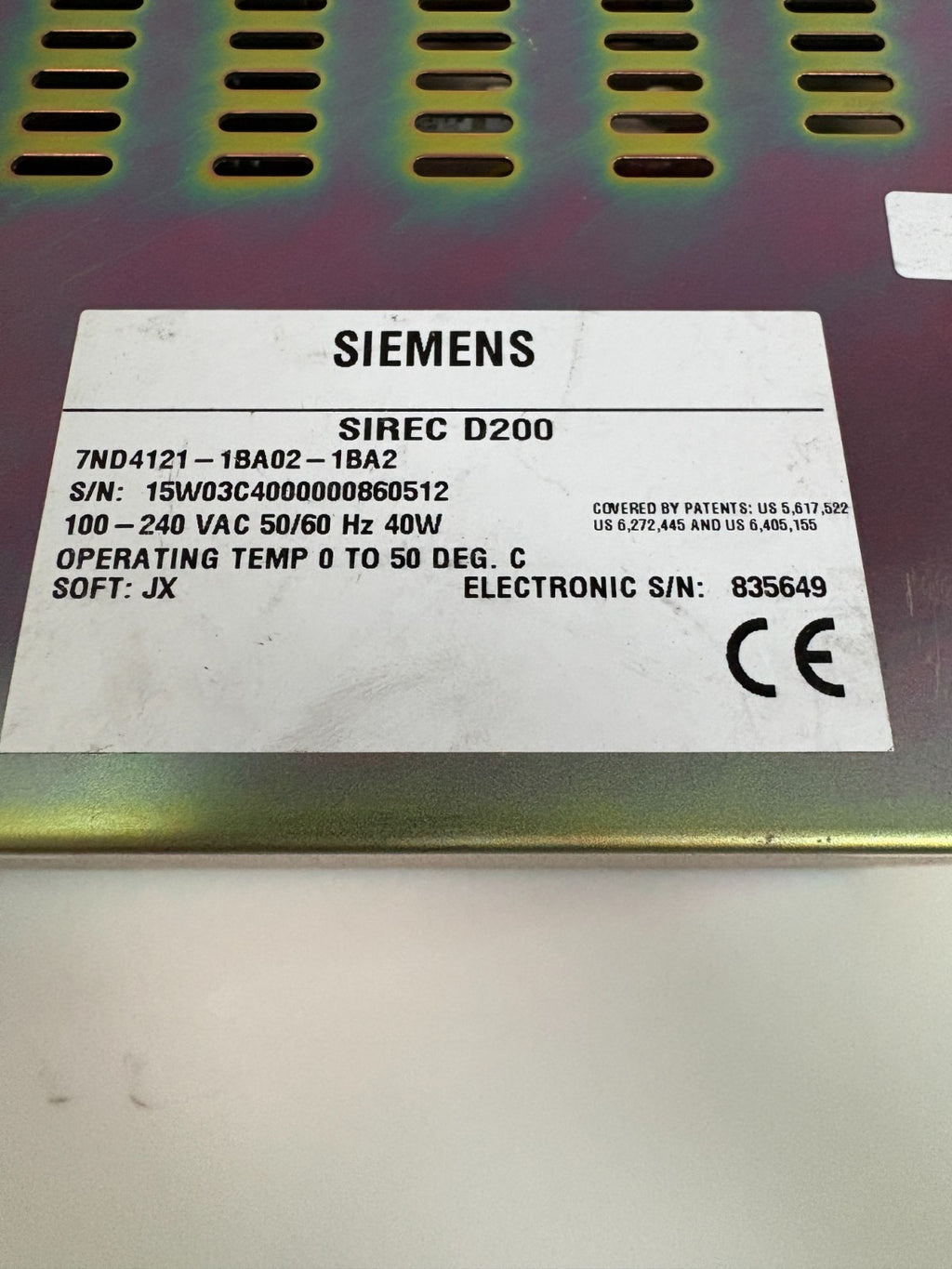 SIEMENS SIREC D 200 RECORDER 7ND4121-1BA02-1BA23