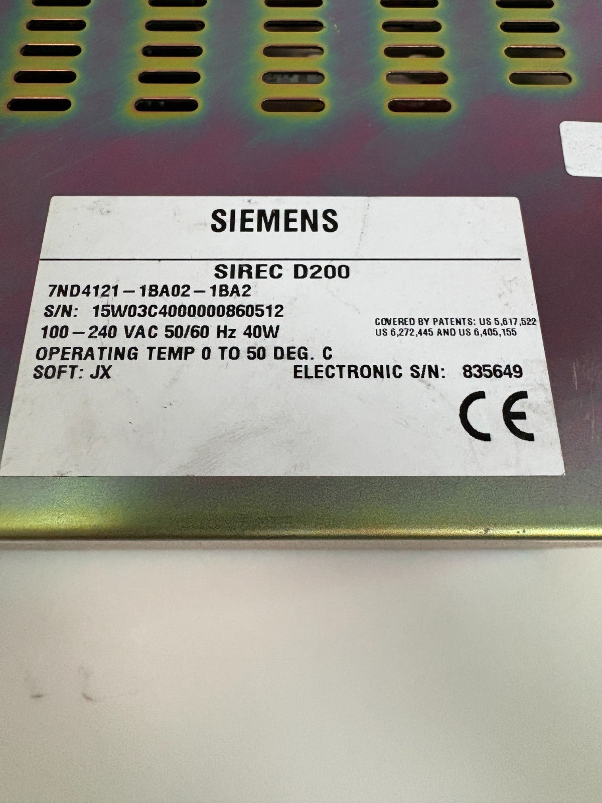SIEMENS SIREC D 200 RECORDER 7ND4121-1BA02-1BA23