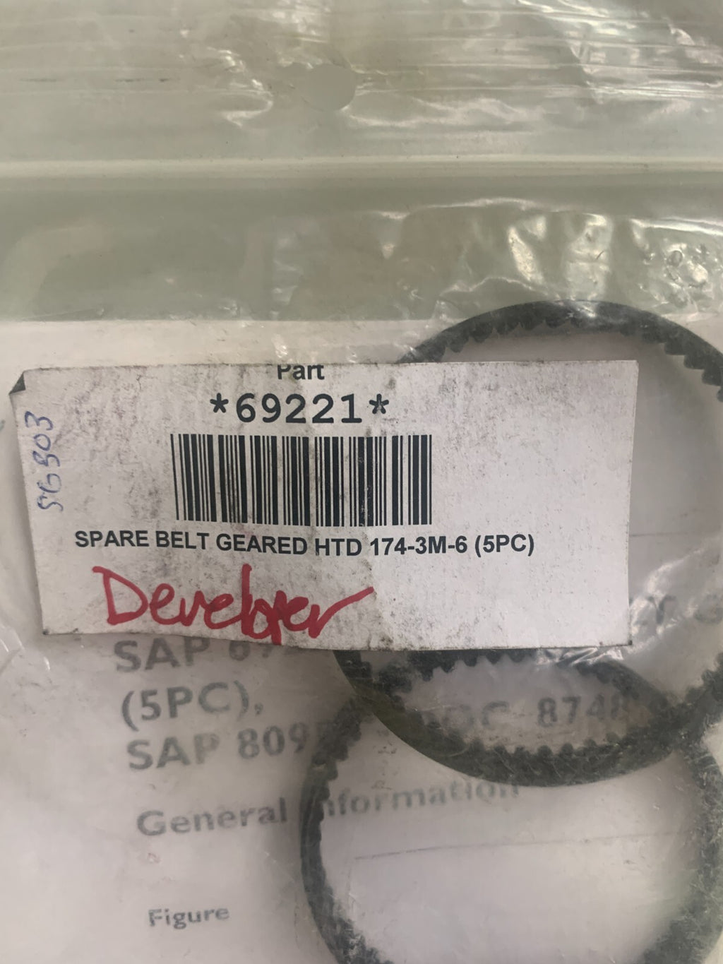 LOT OF 5  XEIKON HTD174-3M-6 GEARED BELT #69221