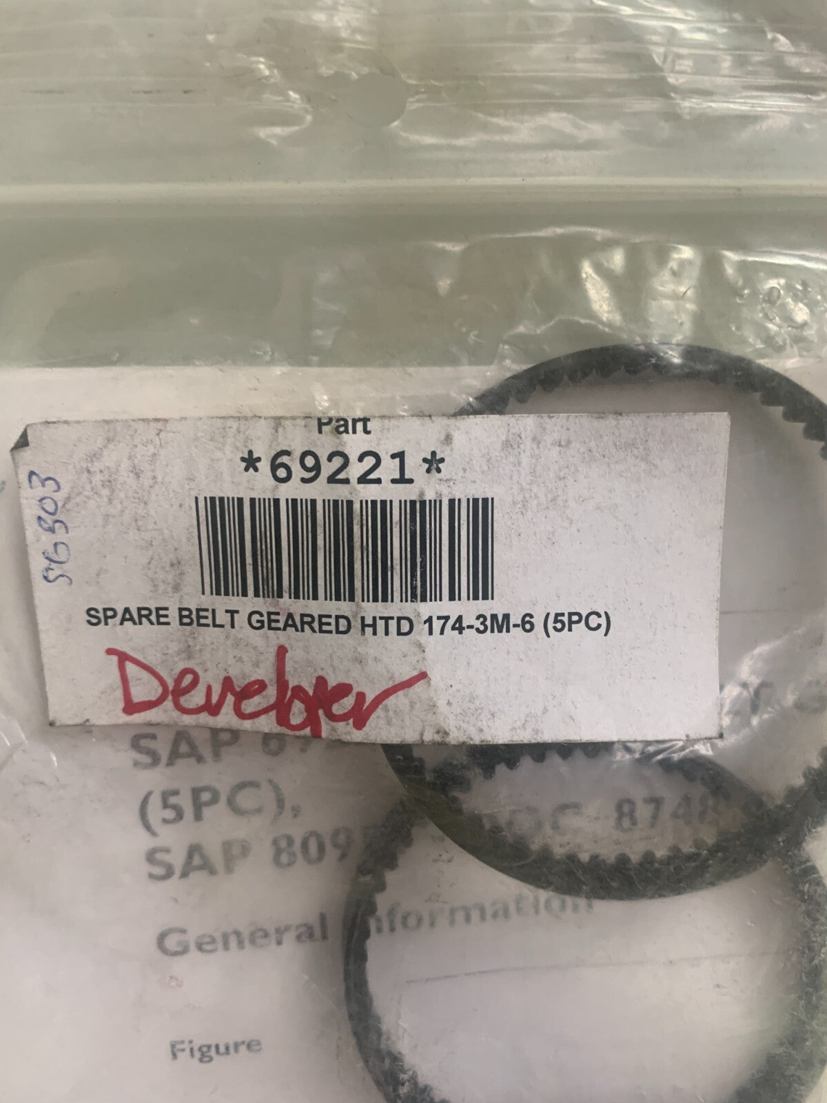 LOT OF 5  XEIKON HTD174-3M-6 GEARED BELT #69221