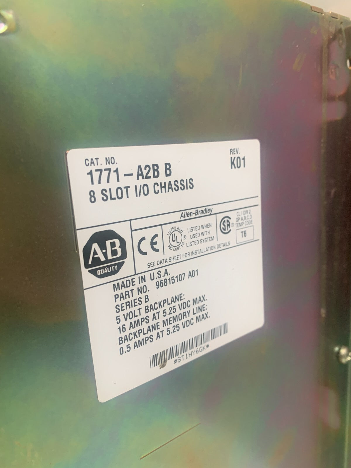 ALLEN BRADLEY 1771-A2B B  8 Slot Universal I/O Chassis