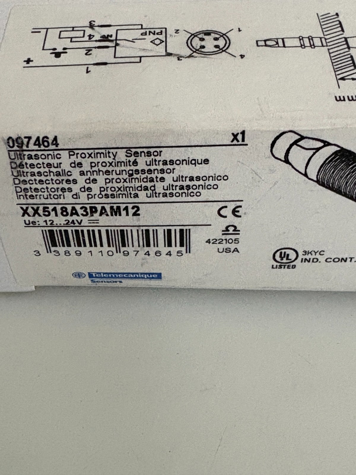 TELEMECANIQUE ULTRASONIC PROXIMITY SENSOR XX518A3PAM12