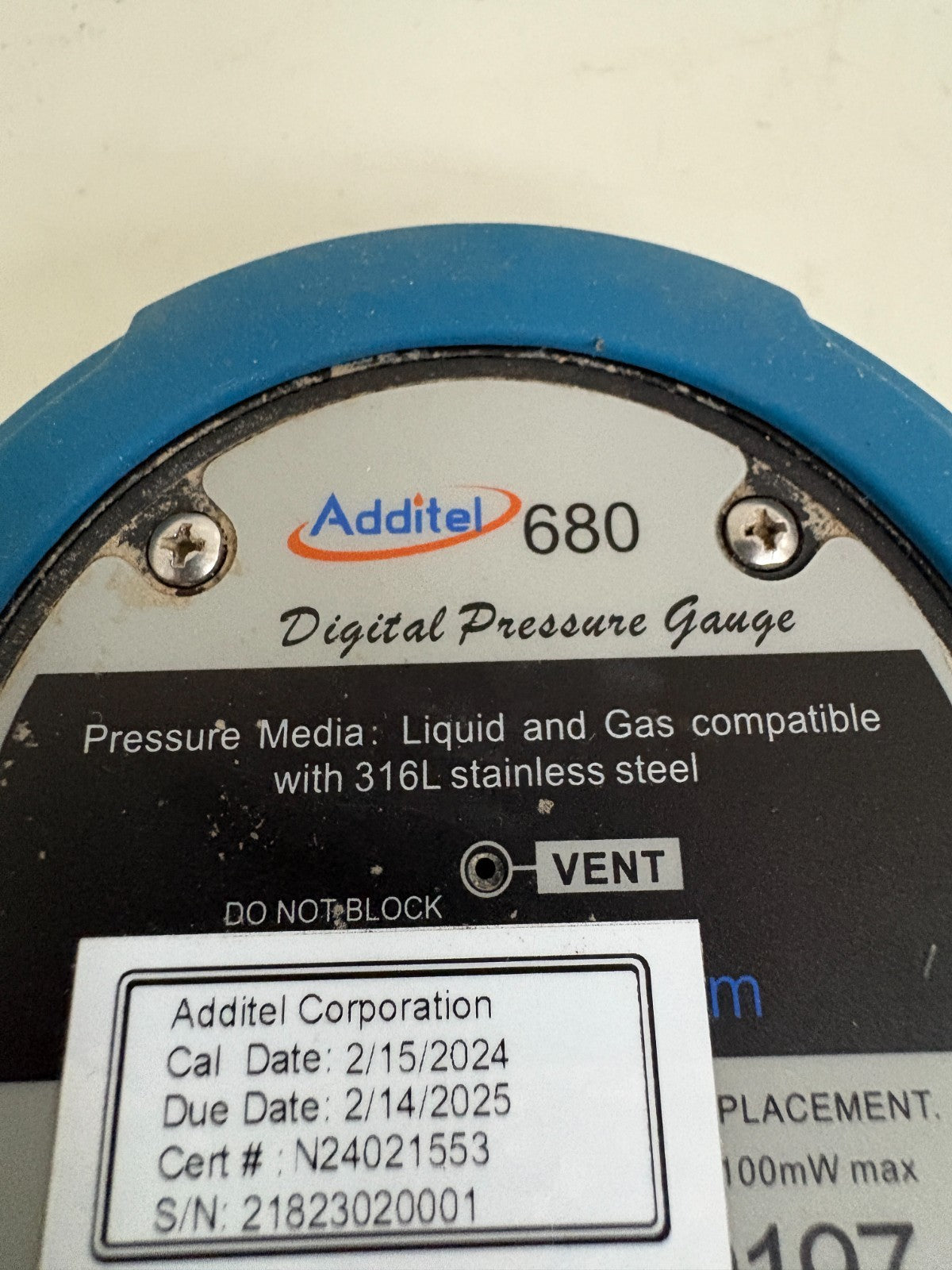 ADDITEL 680 DIGITAL PRESSURE GAUGE 30PSI