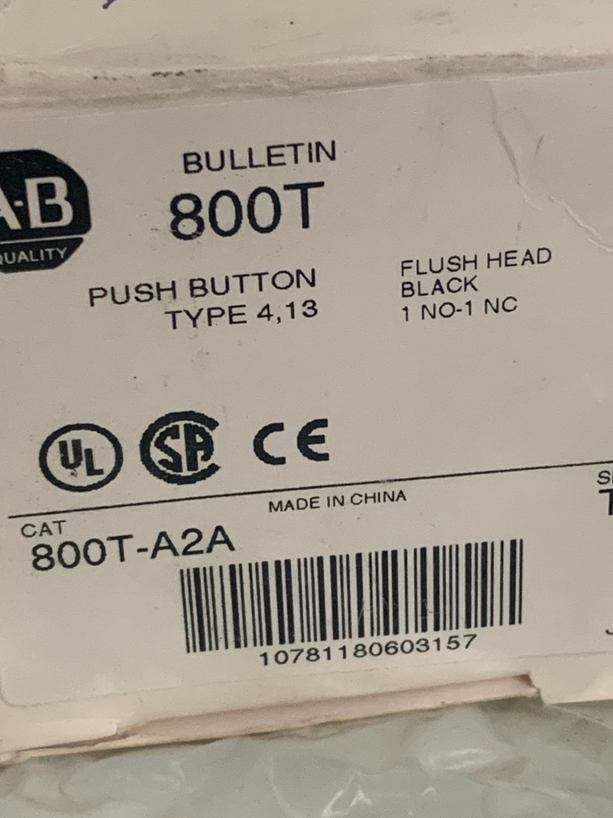 ALLEN BRADLEY PUSH BUTTON TYPE 4,13 800T-AZA