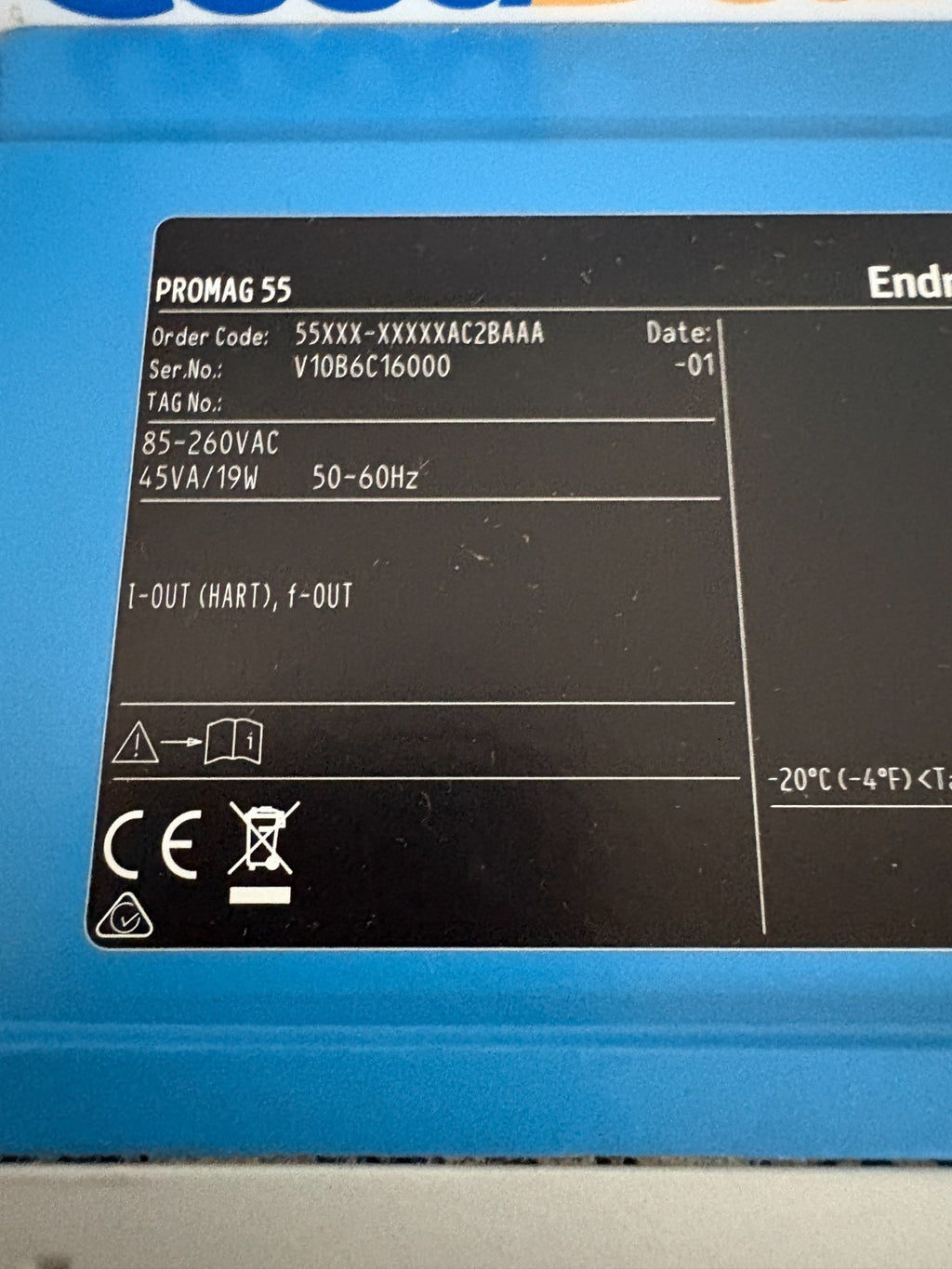 ENDRESS & HAUSER PROMAG 55 FLOWMETER 55XXX-XXXXX AC2BAAA2