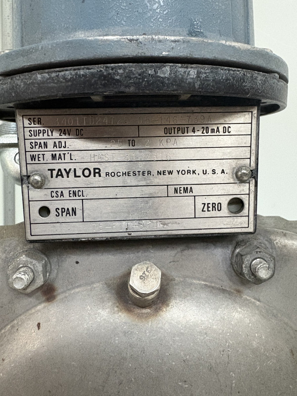 TAYLOR 3400T SERIES TRANSMITTER HAST -316 / 316 75-FIT-304