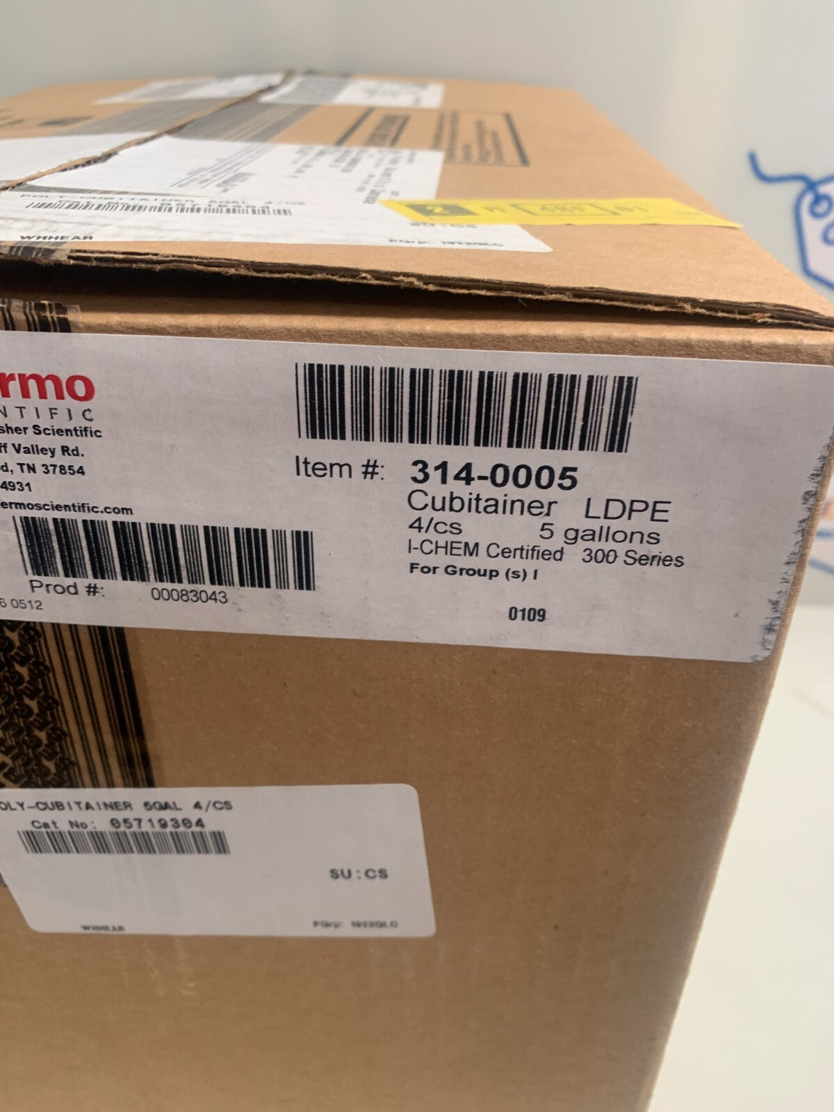 Thermo Scientific 314-0005 LDPE Cubitainer 5 gallons 20L
