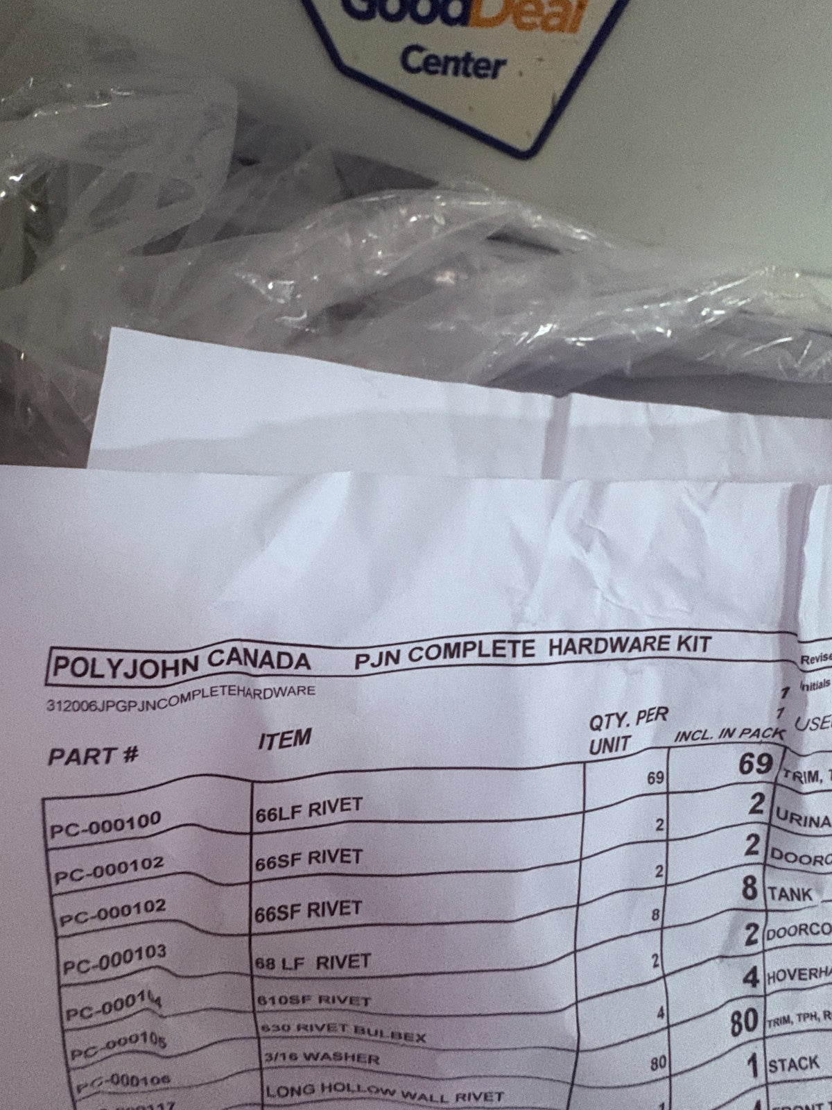 POLYJOHN 312006JPGP PJN COMPLETE HARDWARE KIT 2