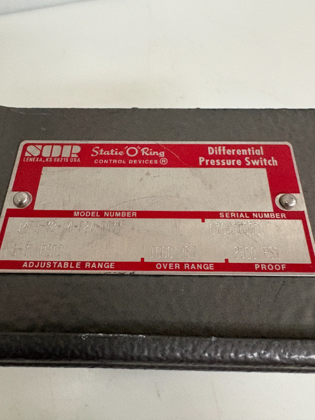 SOR STATIC ORING CONTROL DEVICES 14RB-12-1-F2A-TTYY