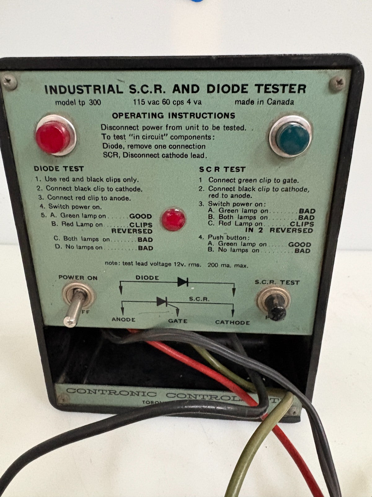 CONTRONIC CONTROLS VINTAGE S.C.R. AND DIODE TESTER TP 3002
