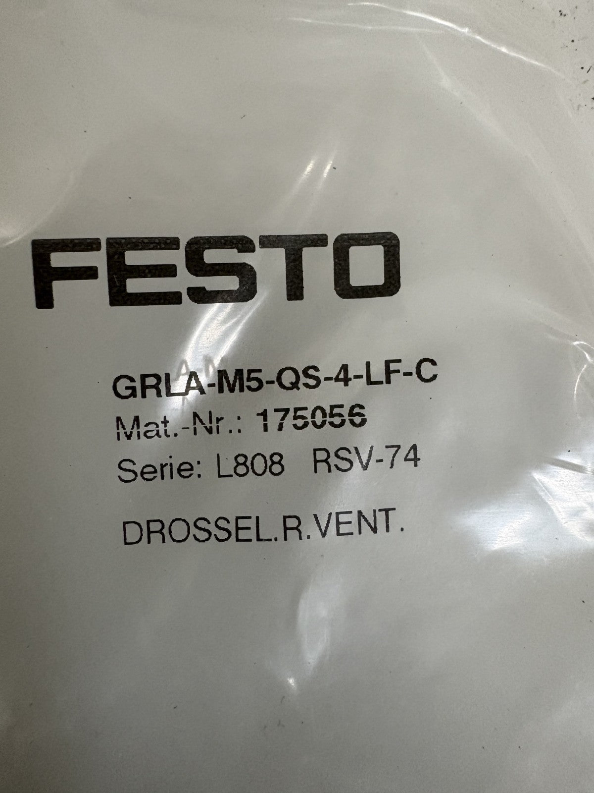 LOT OF 7 FESTO THROTTLE VALVE GRLA-M5-QS-4-LF-C 175056