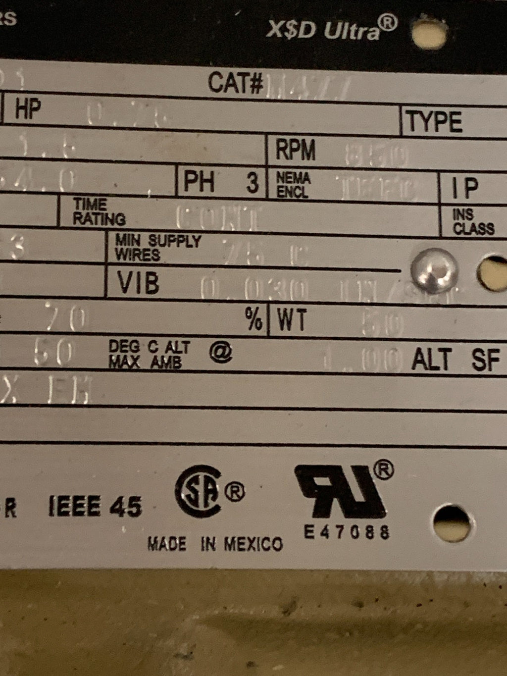 GENERAL ELECTRIC 3/4 HP 850 RPM EXTRA SEVERE DUTY CAT#M477 AC MOTOR 5KS145SAA404