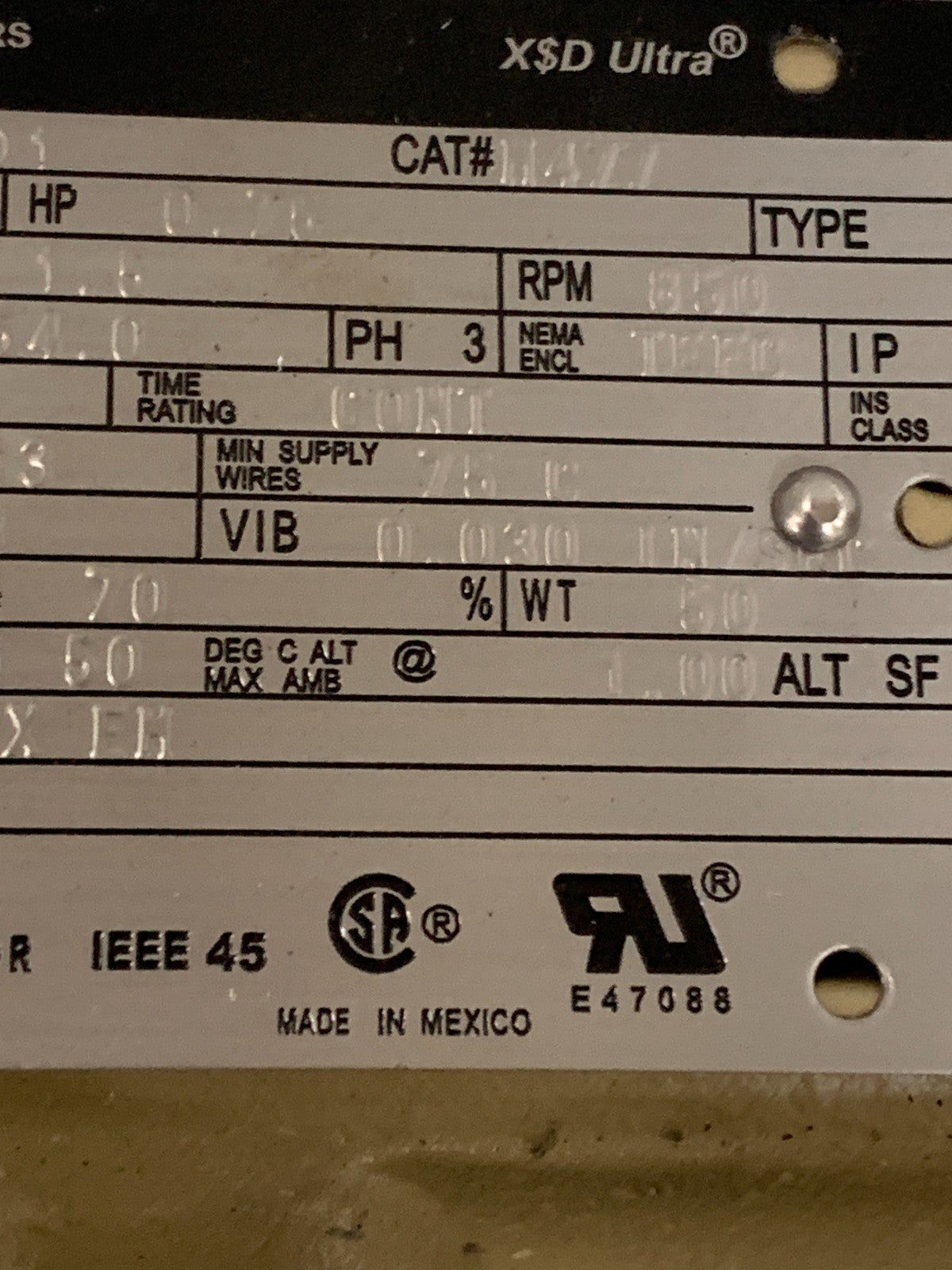 GENERAL ELECTRIC 3/4 HP 850 RPM EXTRA SEVERE DUTY CAT#M477 AC MOTOR 5KS145SAA404