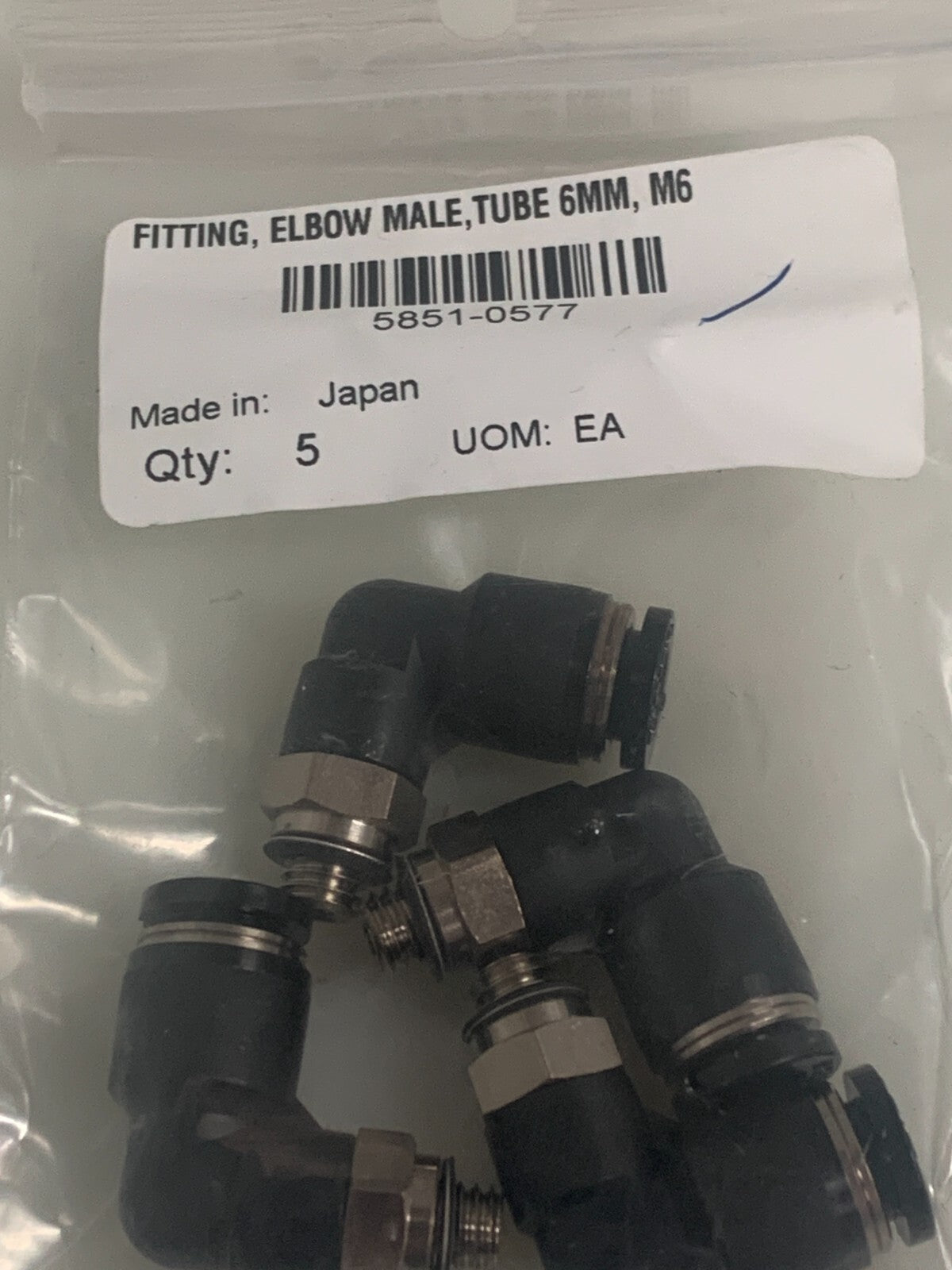 Lot of 5 HP Scitex Fitting Elbow 6MM Tube M6 5851-0577