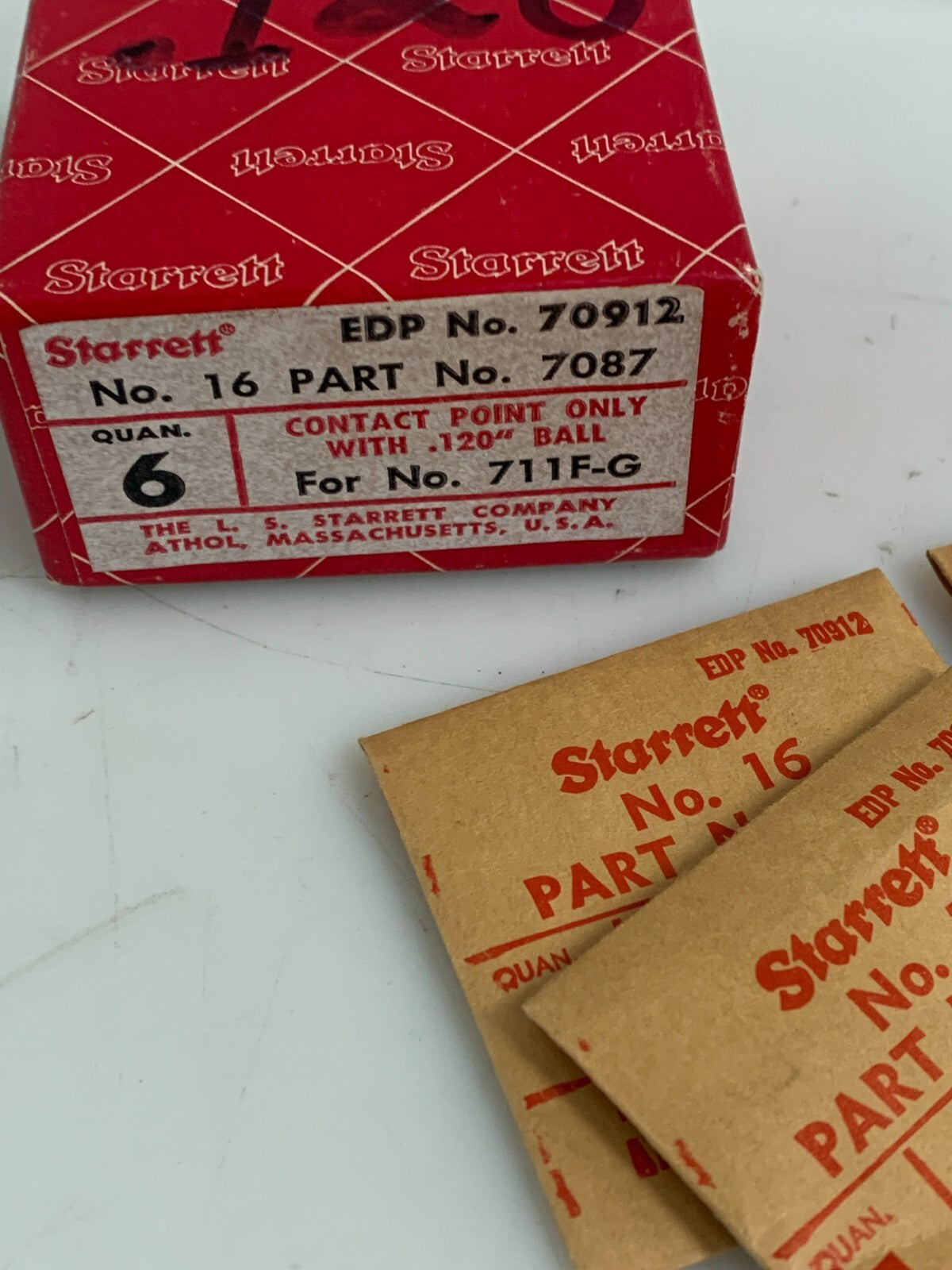 Box of 6 Starrett 7087 #16 Contact Point 711F/G-161