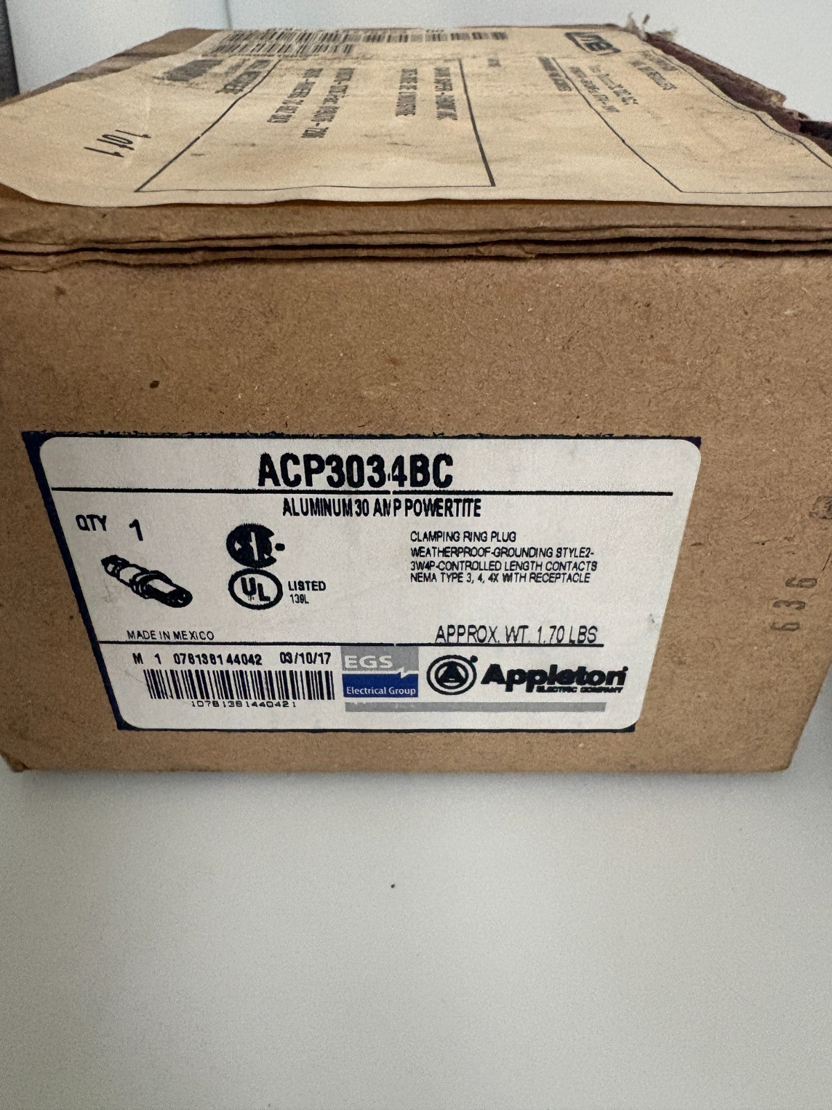 APPLETON ALUMINIUM 30 AMP POWERTITE CLAMPING RING PLUG 3