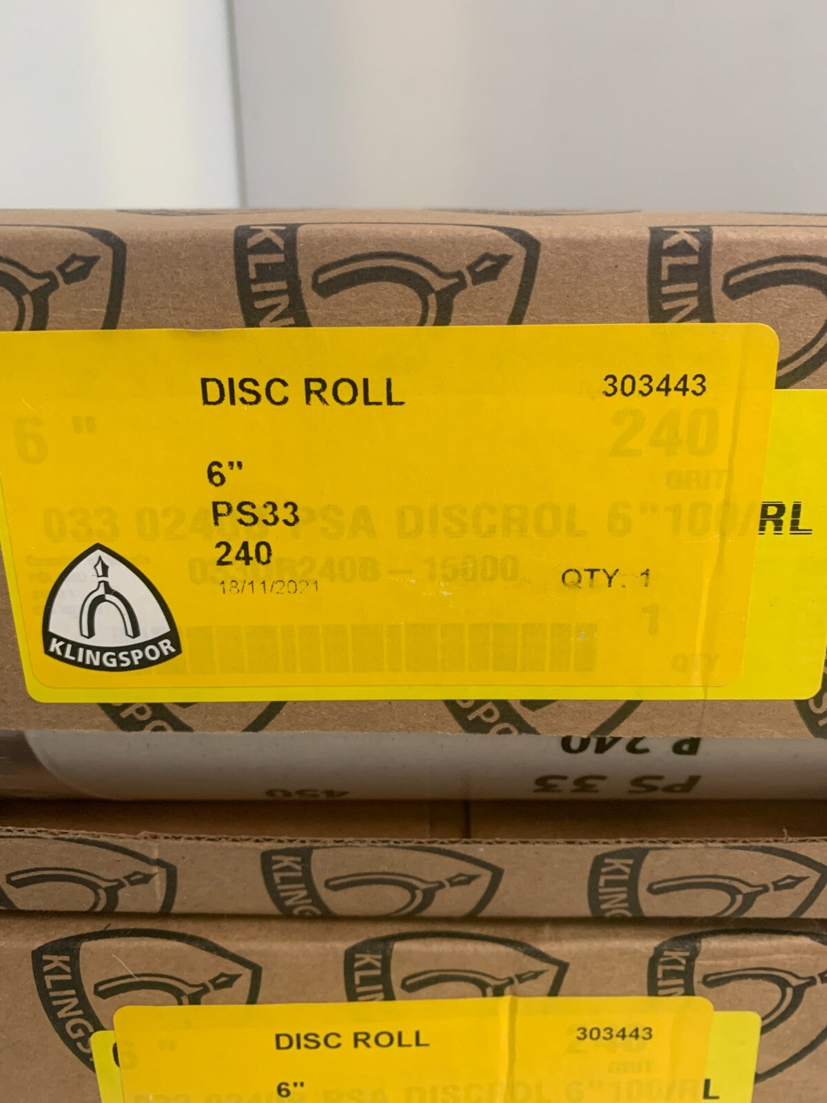 Lot of 3 pks Klingspor Stearate Aluminum Oxide 303444 PS33 6" Disc Roll 100/pk