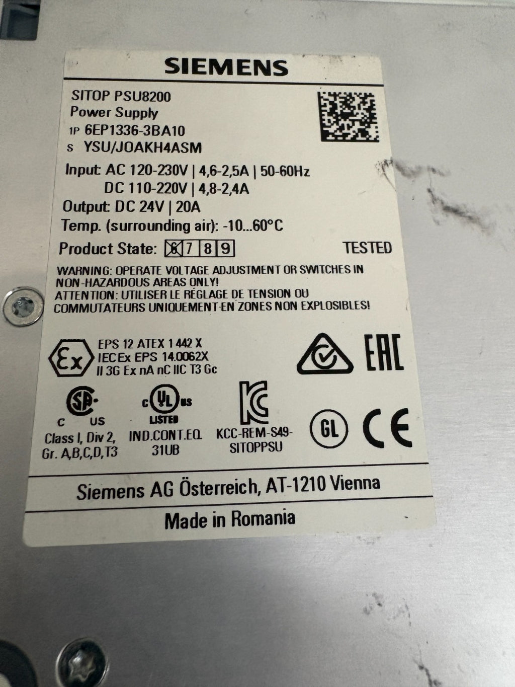 SIEMENS SITOP PSU 8200 STABILIZED POWER SUPPLY 6EP1336-3BA10