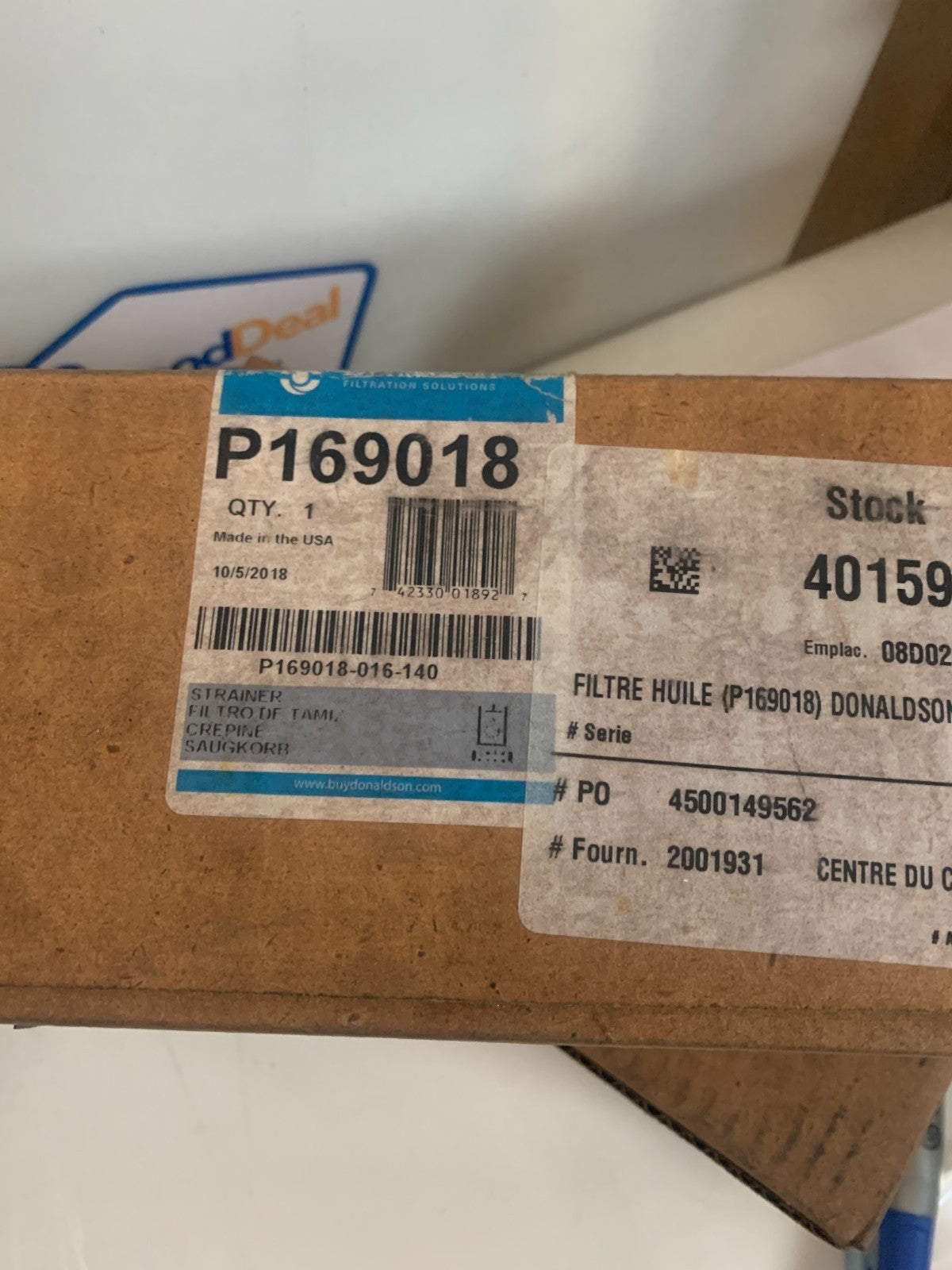 DONALDSON HYDRAULIC FILTER STRAINER P1690183