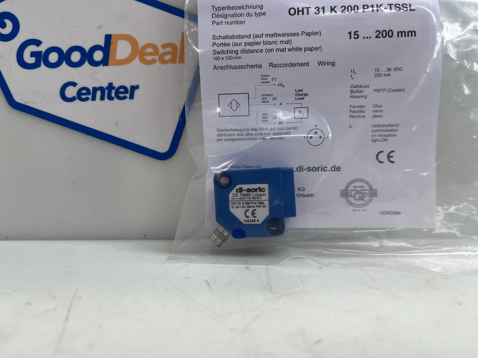 DI-SORIC OTH 31 K 200 P1K-TSSL   PNP Output light-ON Sensor