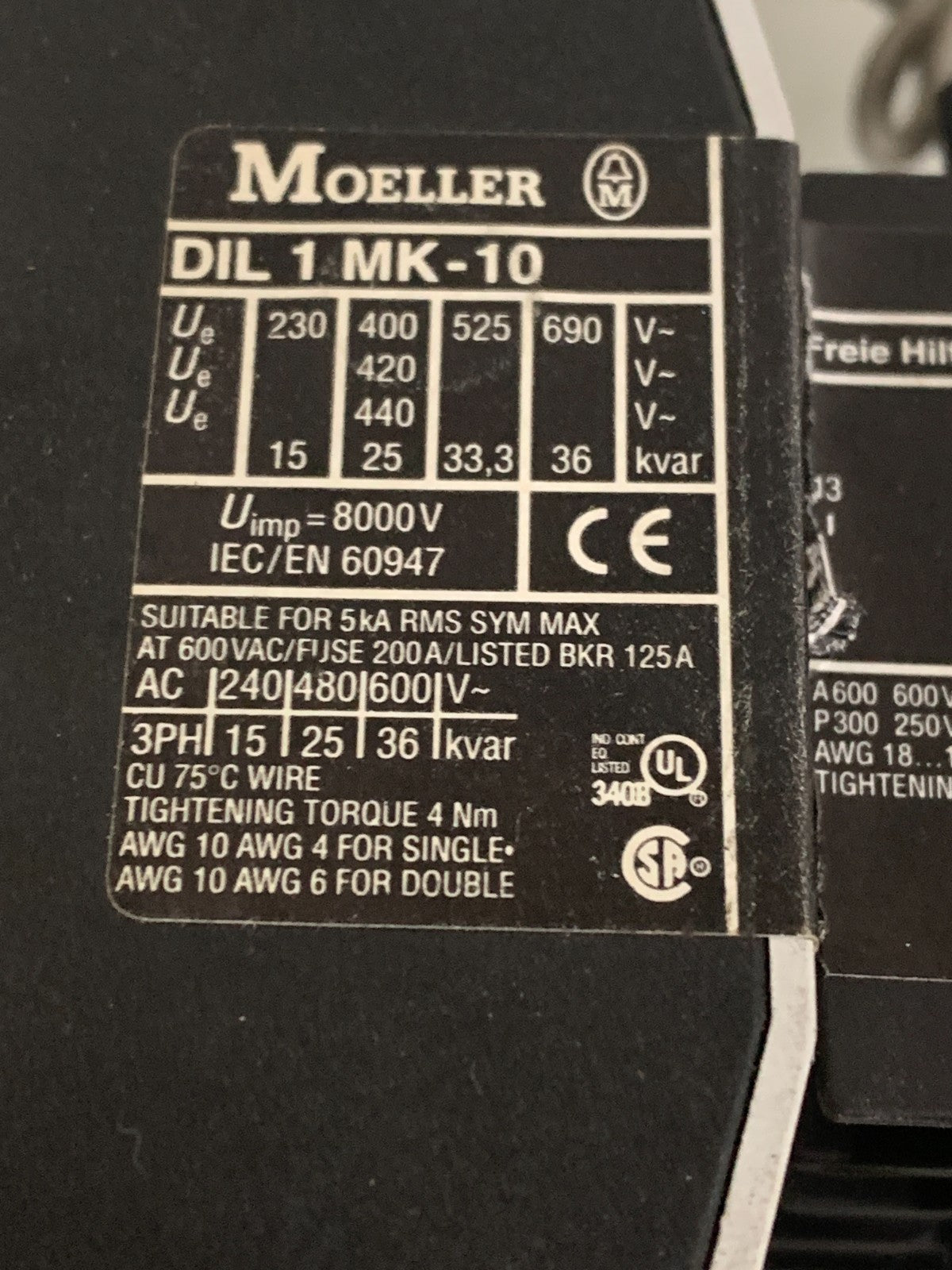 MOELLER AUXILLIARY SWITCH DIL 1 MK-103