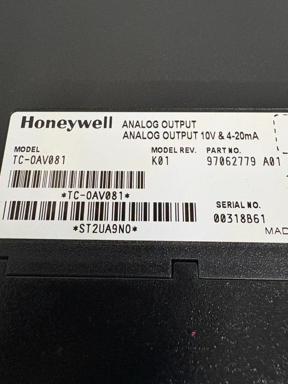 HONEYWELL ANALOG INPUT MODULE TC-0AV 081 K01 97062779 A01