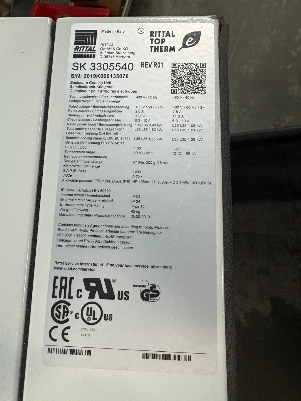 RITTAL TOPTHERM ELECTRICAL AIR CONDITIONER SK 3305540 1