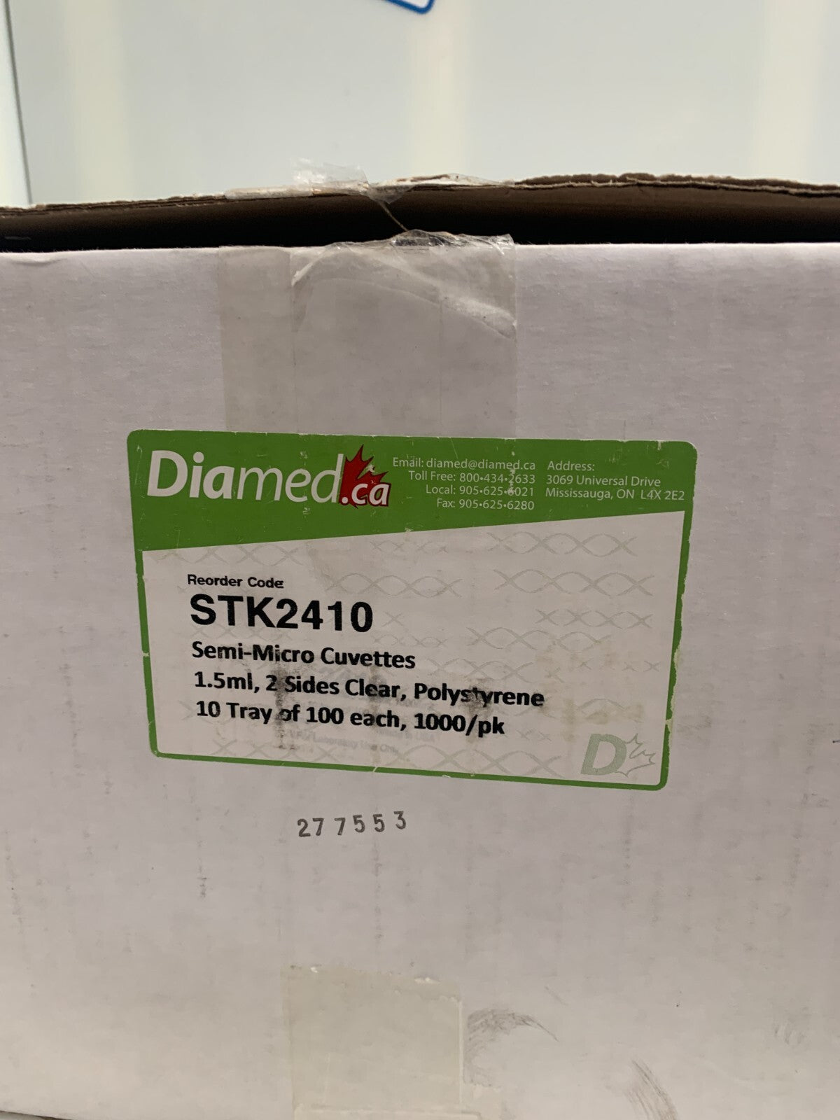 Diamed.ca STK2410 1.5ml 2 sides Clear Semi Micro Cuvettes 10x100/pk