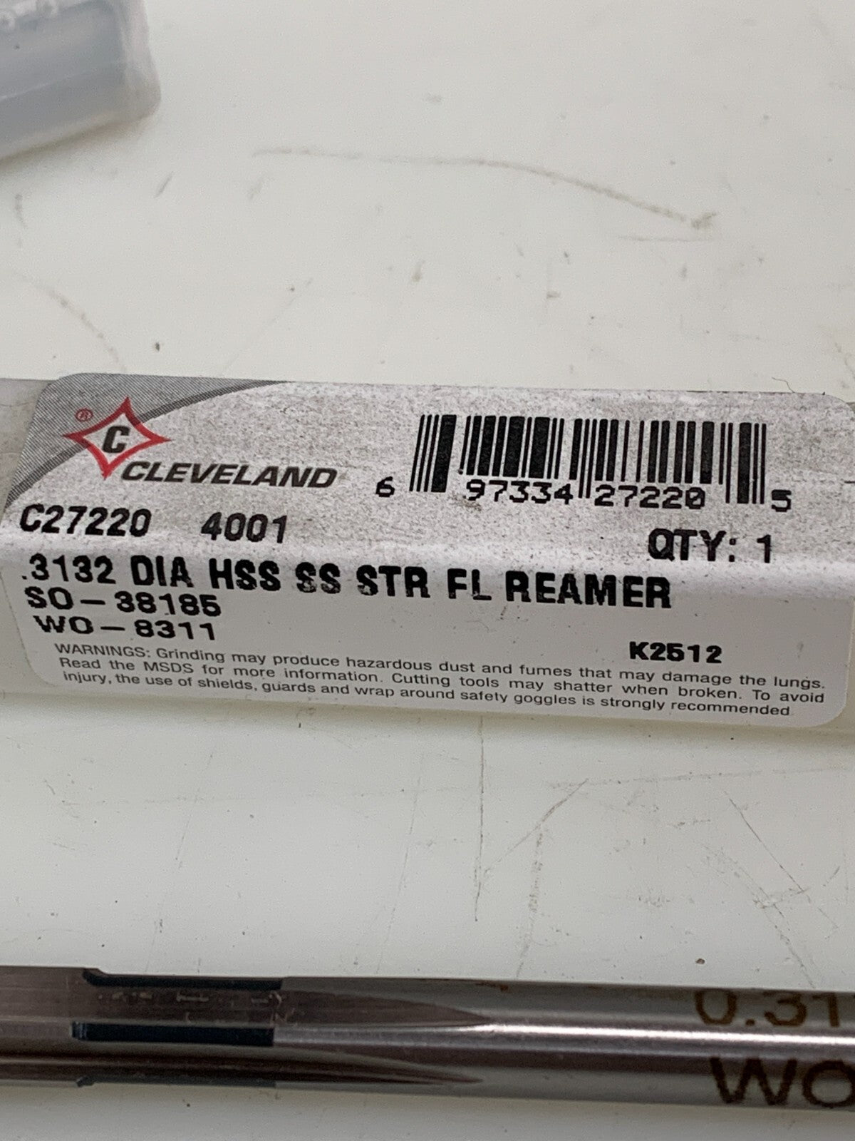 Lot of 2 Cleveland C27220 4001 .3132 DIA HSS SS STR FL REAMER