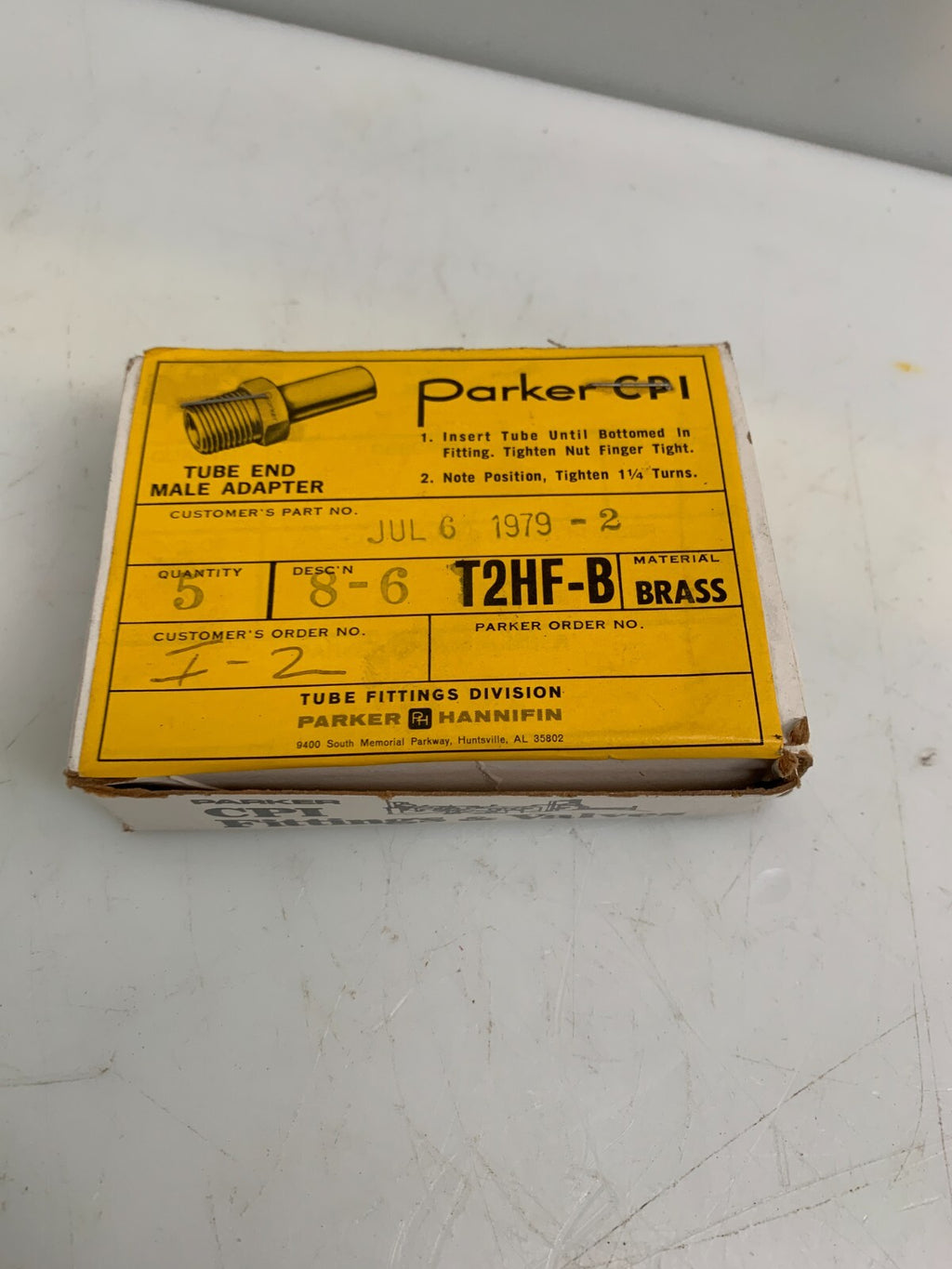 PARKER  8-6 T2HF-B   Tube End Brass Male Adapter  (Box of 5)2