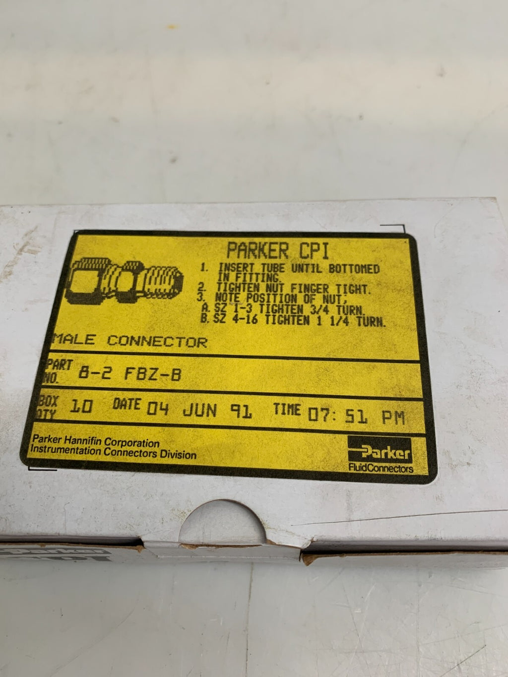 PARKER  8-2 FBZ-B  CPI Male Connector  (10 per Box)1