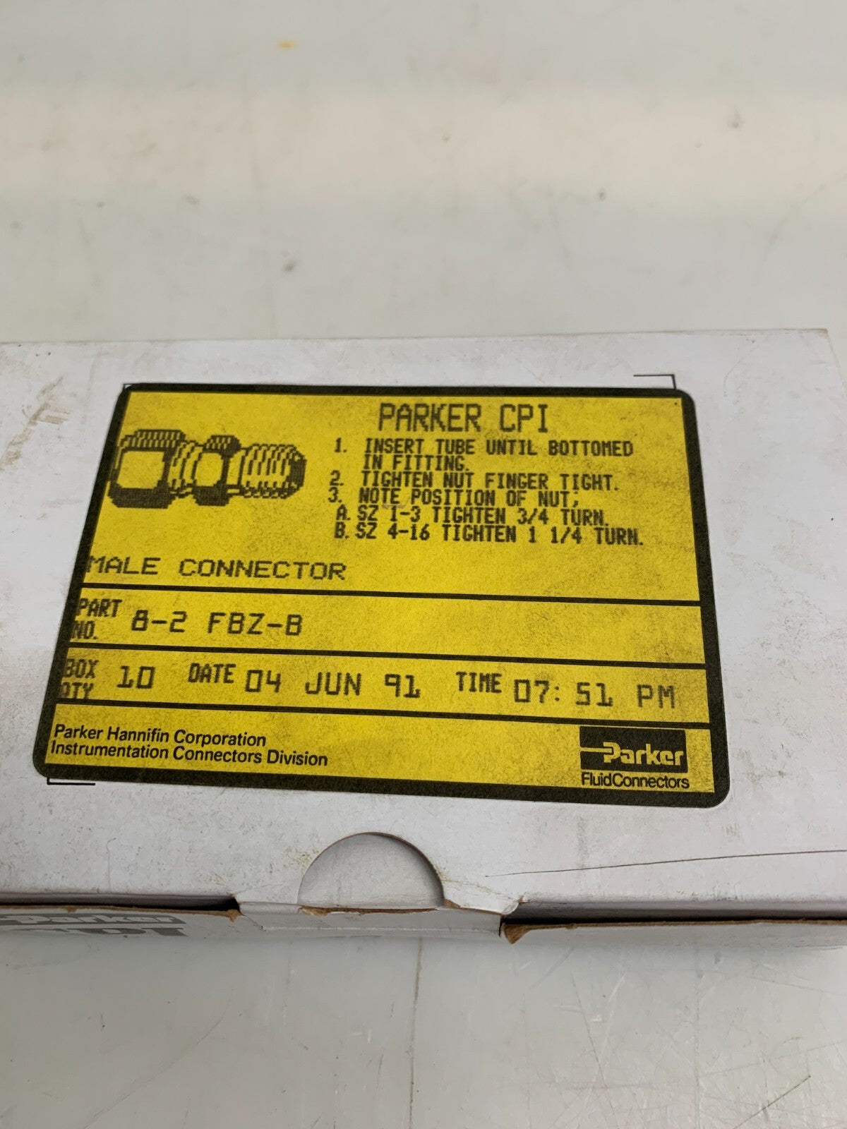 PARKER  8-2 FBZ-B  CPI Male Connector  (10 per Box)1